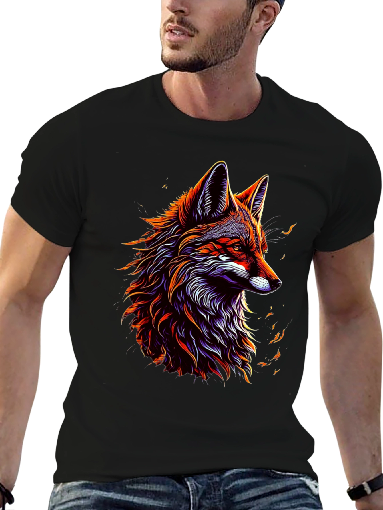 Bold Fox Graphic Tee - Mens Black T-Shirt