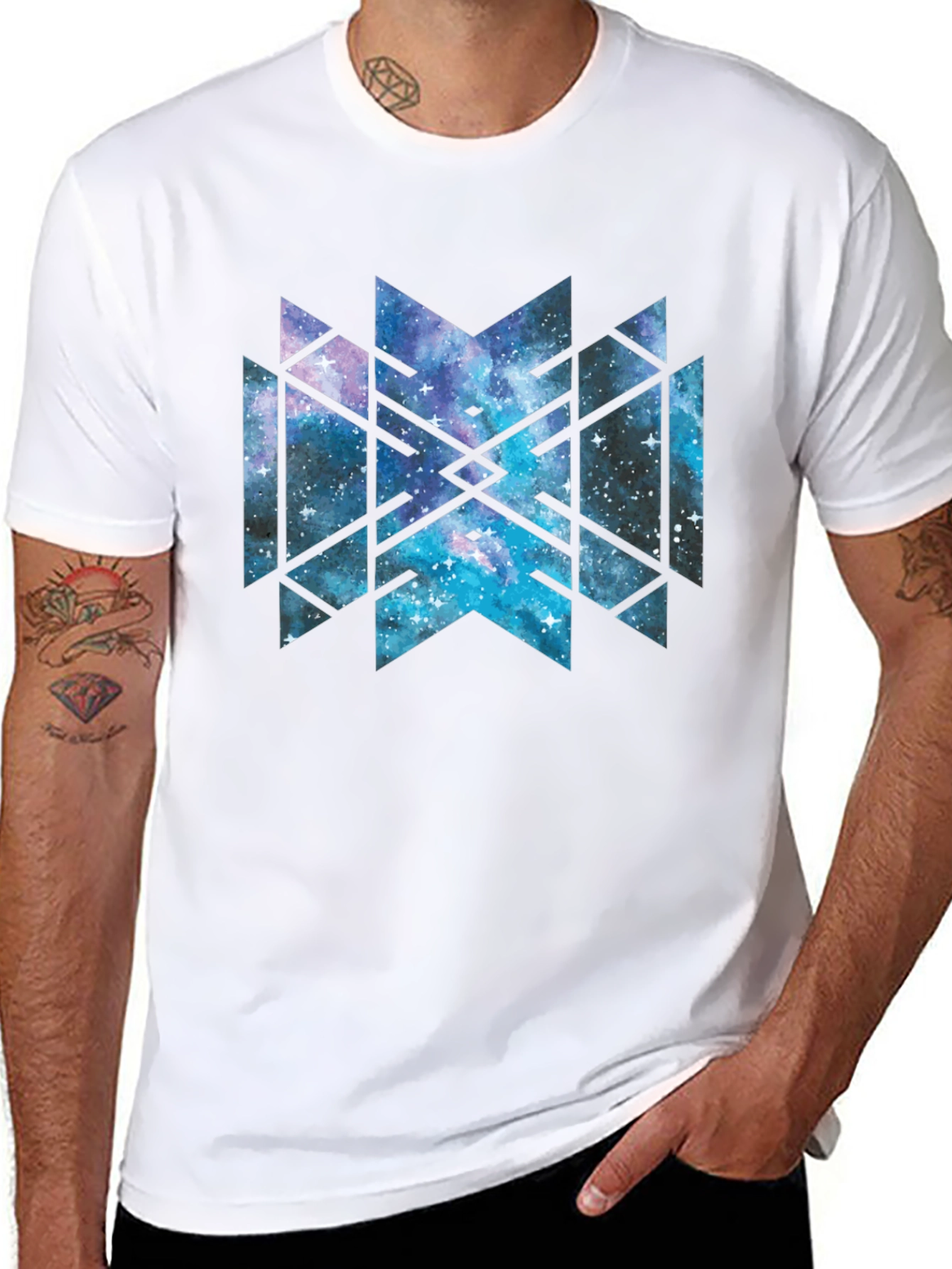 Galaxy Geometric Tee - Black Cotton Blend