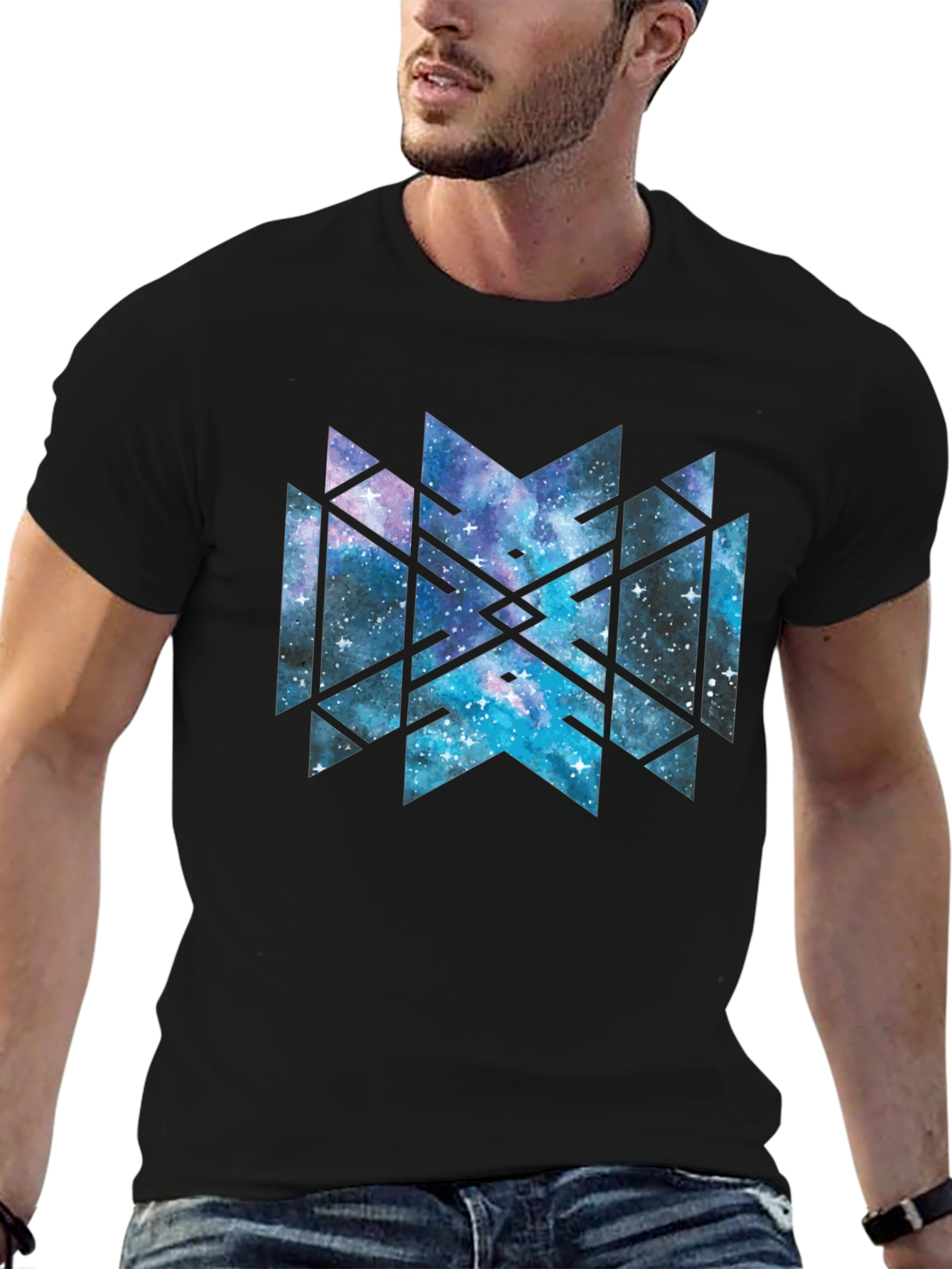 Galaxy Geometric Tee - Black Cotton Blend