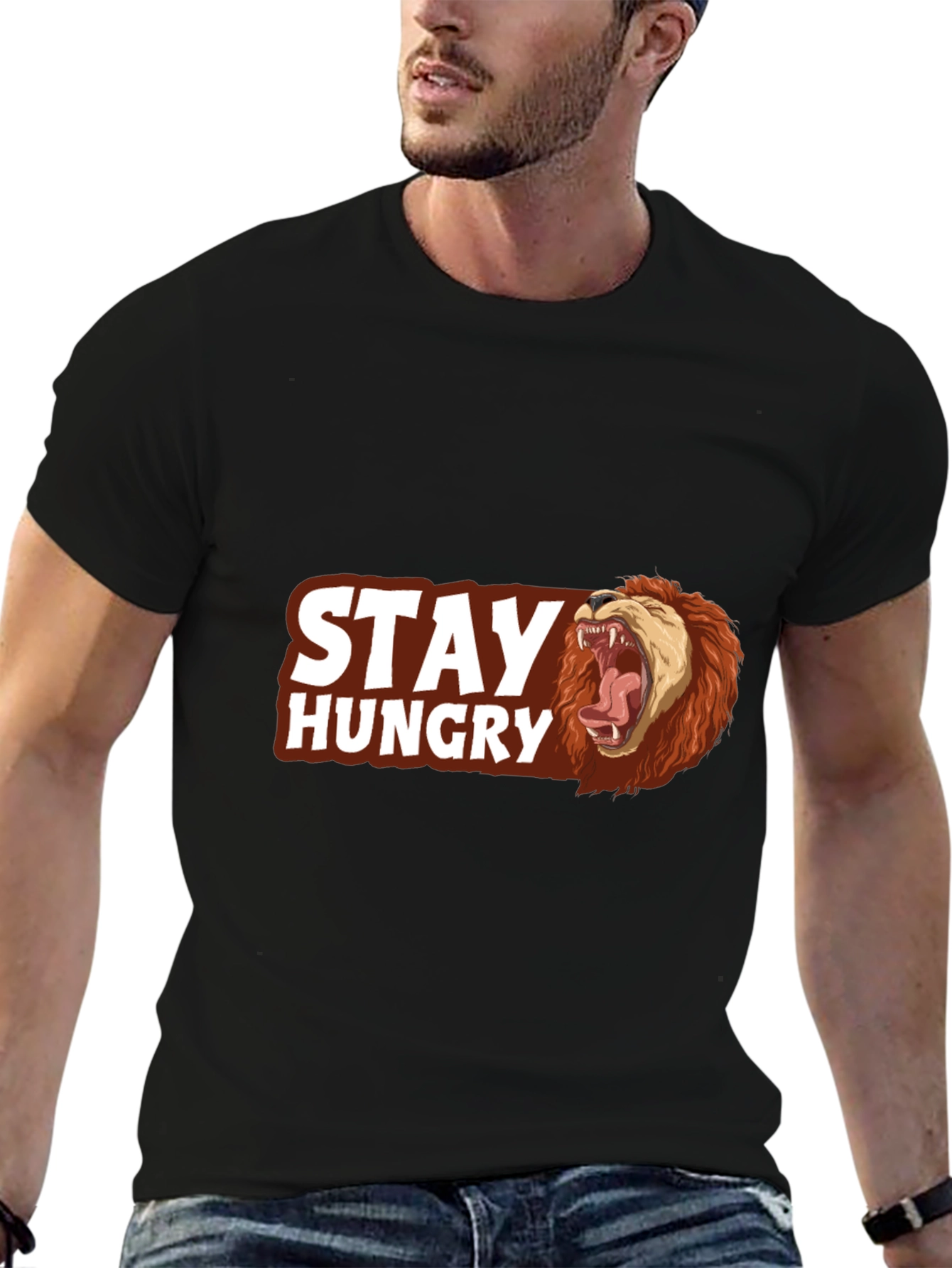 Stay Hungry Lion Graphic Tee - Bold Style