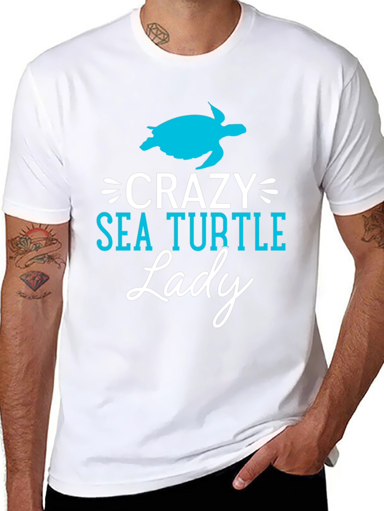 Crazy Sea Turtle Lady T-Shirt - Novelty Tee