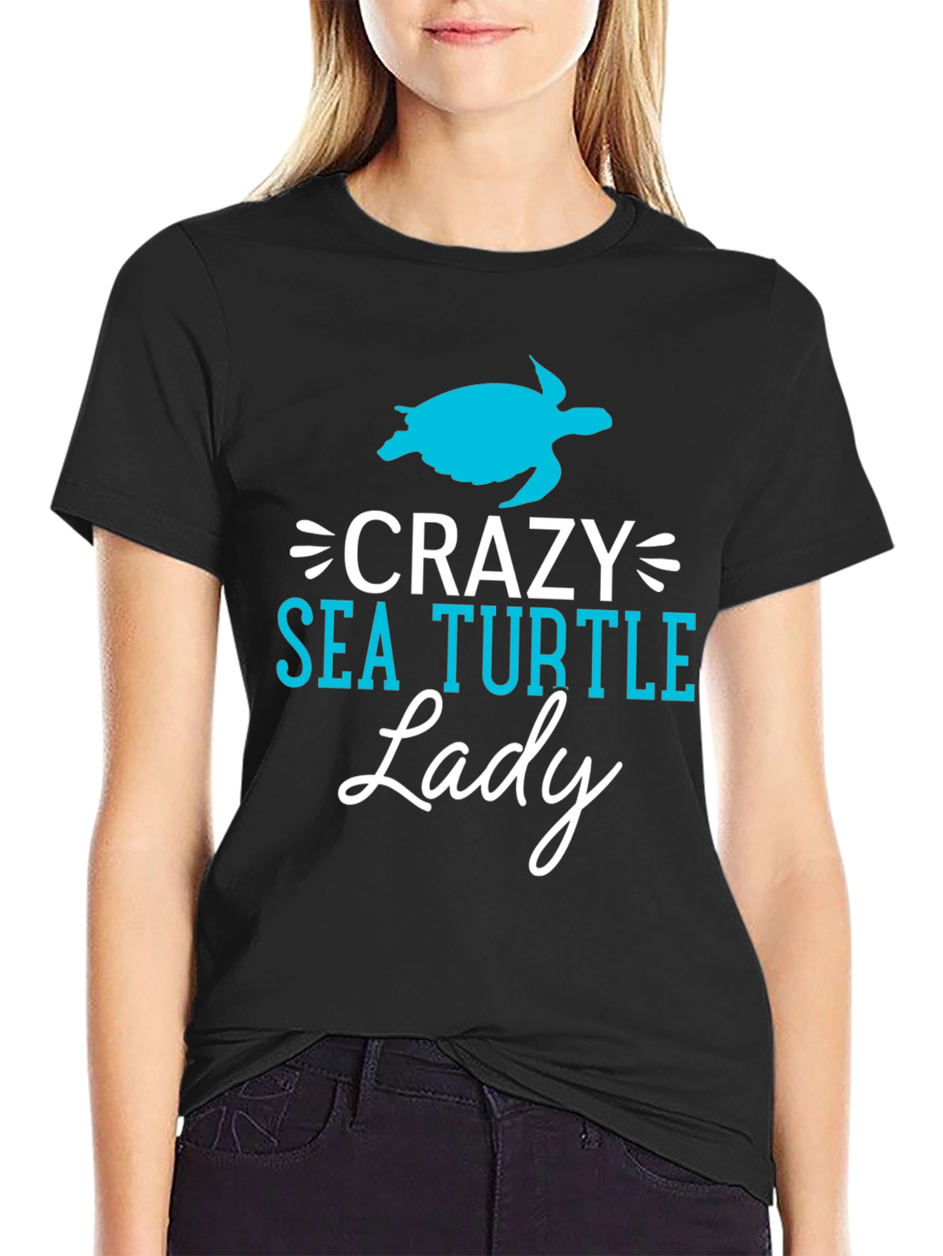 Crazy Sea Turtle Lady T-Shirt - Novelty Tee