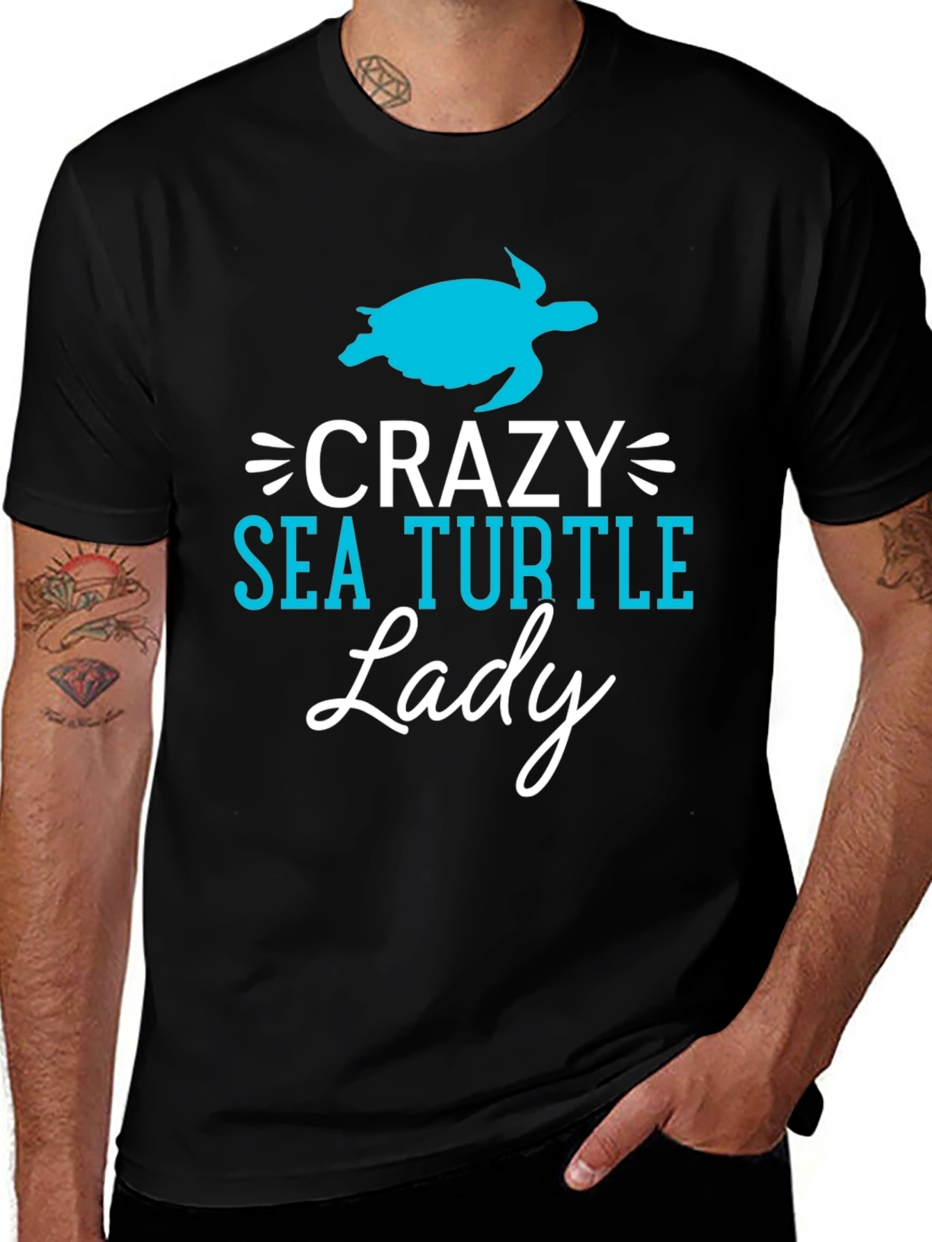 Crazy Sea Turtle Lady T-Shirt - Novelty Tee