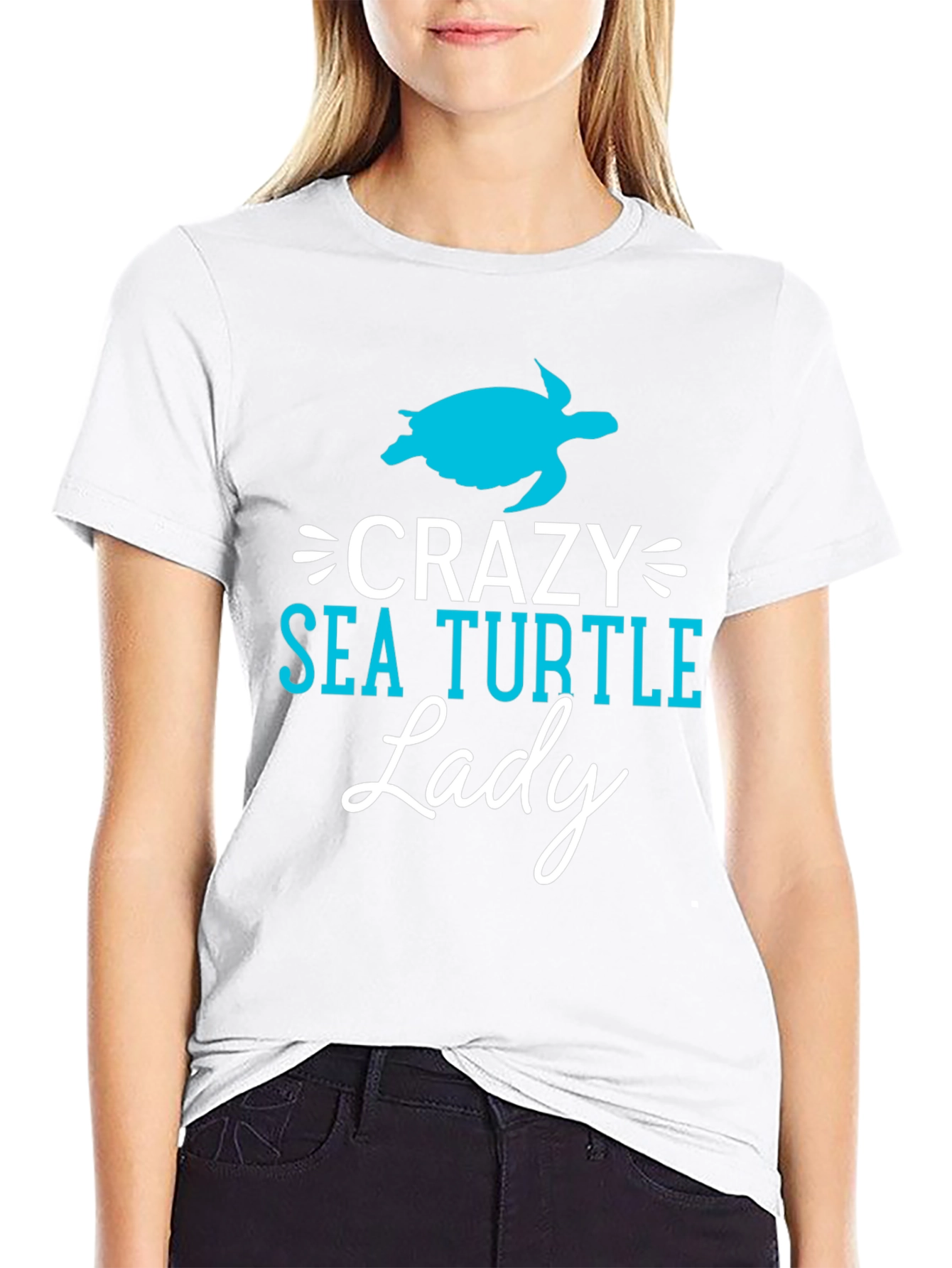 Crazy Sea Turtle Lady T-Shirt - Novelty Tee