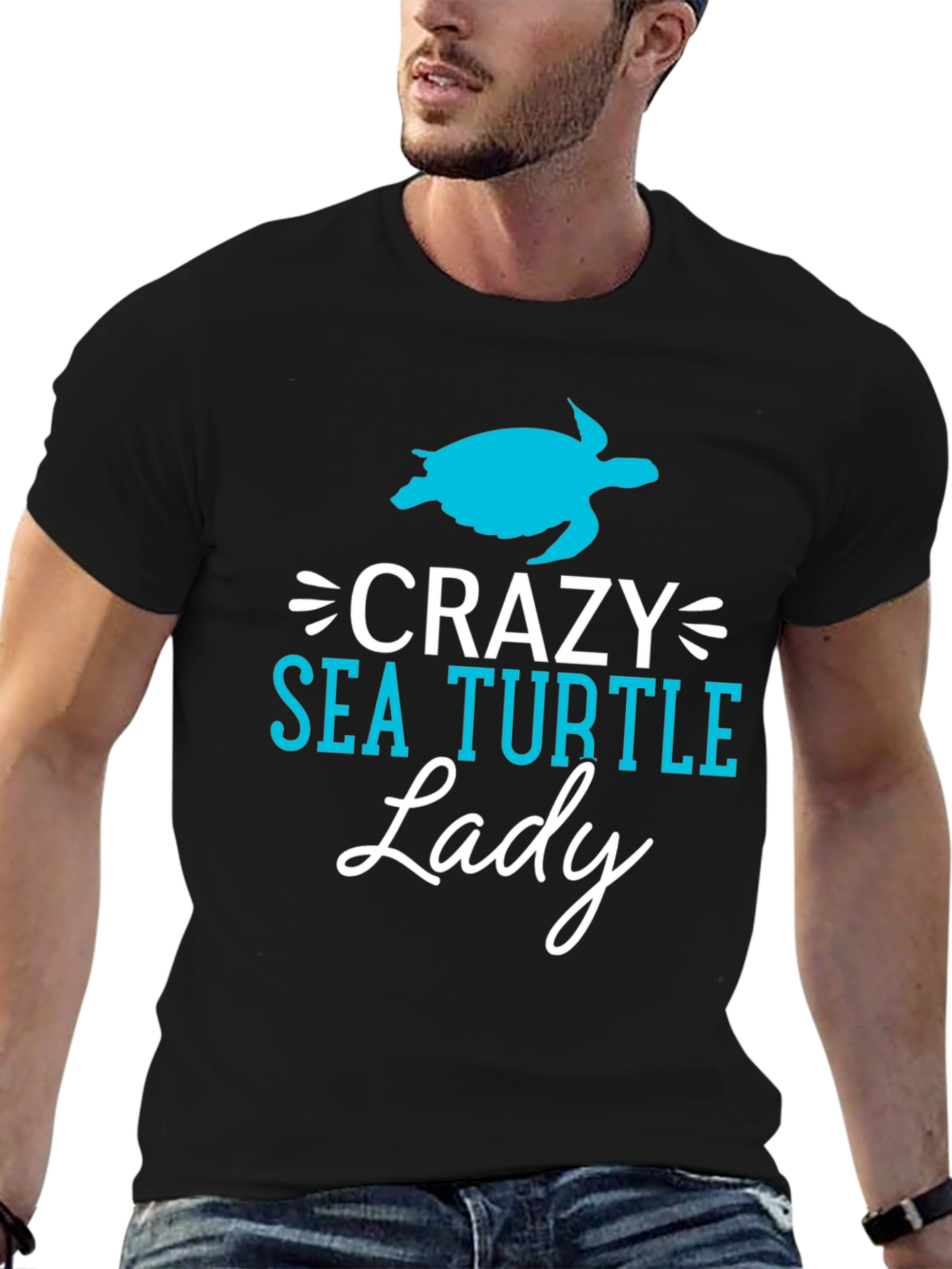 Crazy Sea Turtle Lady T-Shirt - Novelty Tee
