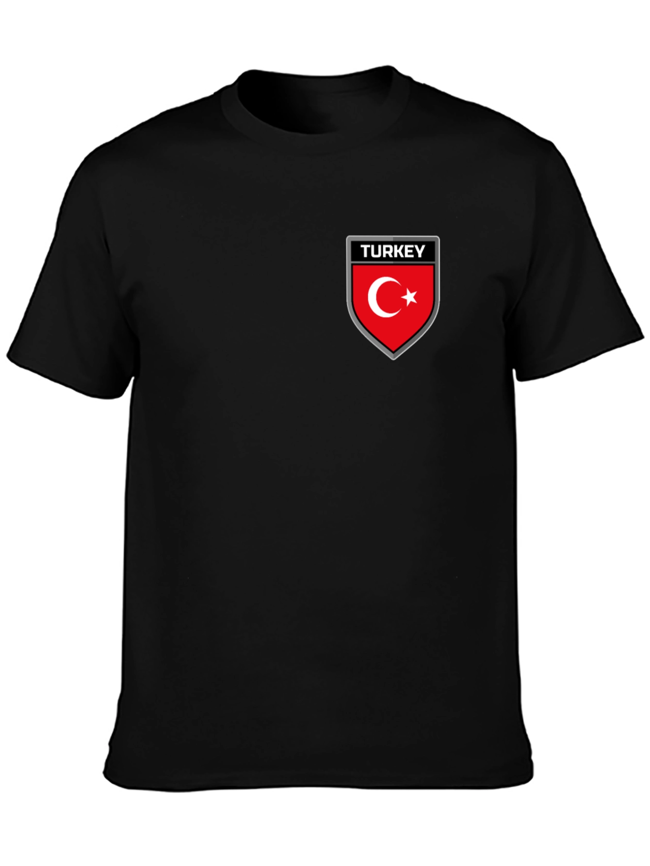 Turkey Flag Emblem Black T-Shirt
