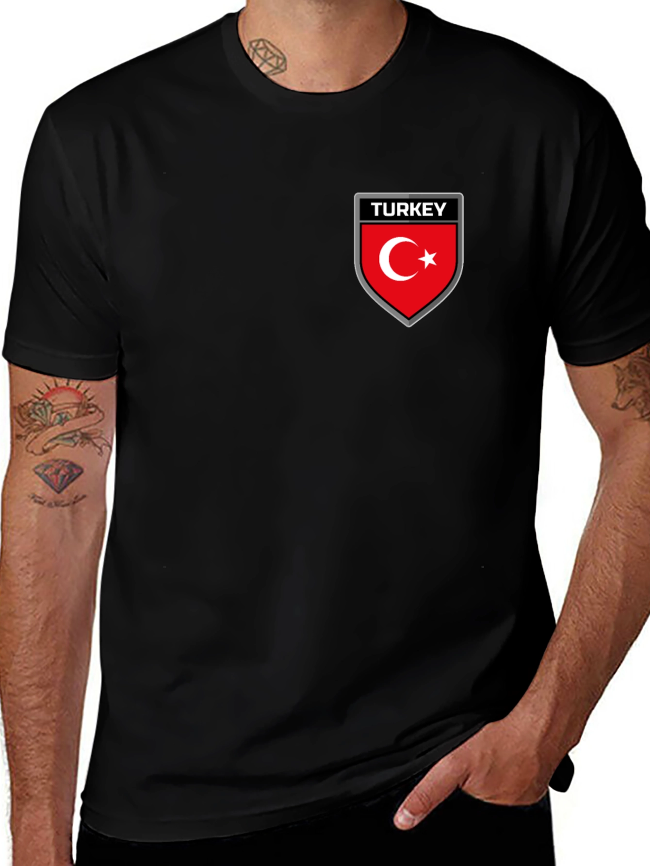 Turkey Flag Emblem Black T-Shirt