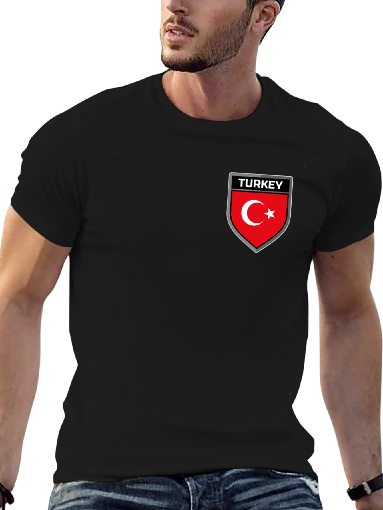 Turkey Flag Emblem Black T-Shirt
