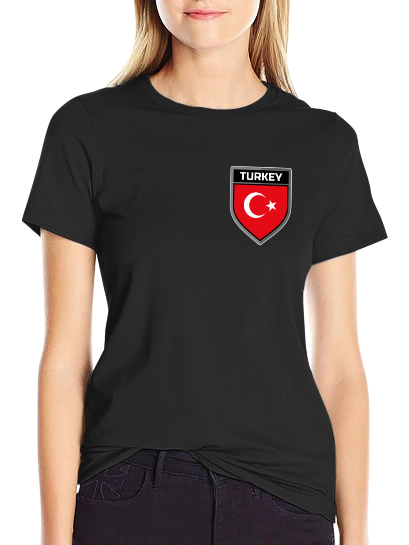 Turkey Flag Emblem Black T-Shirt