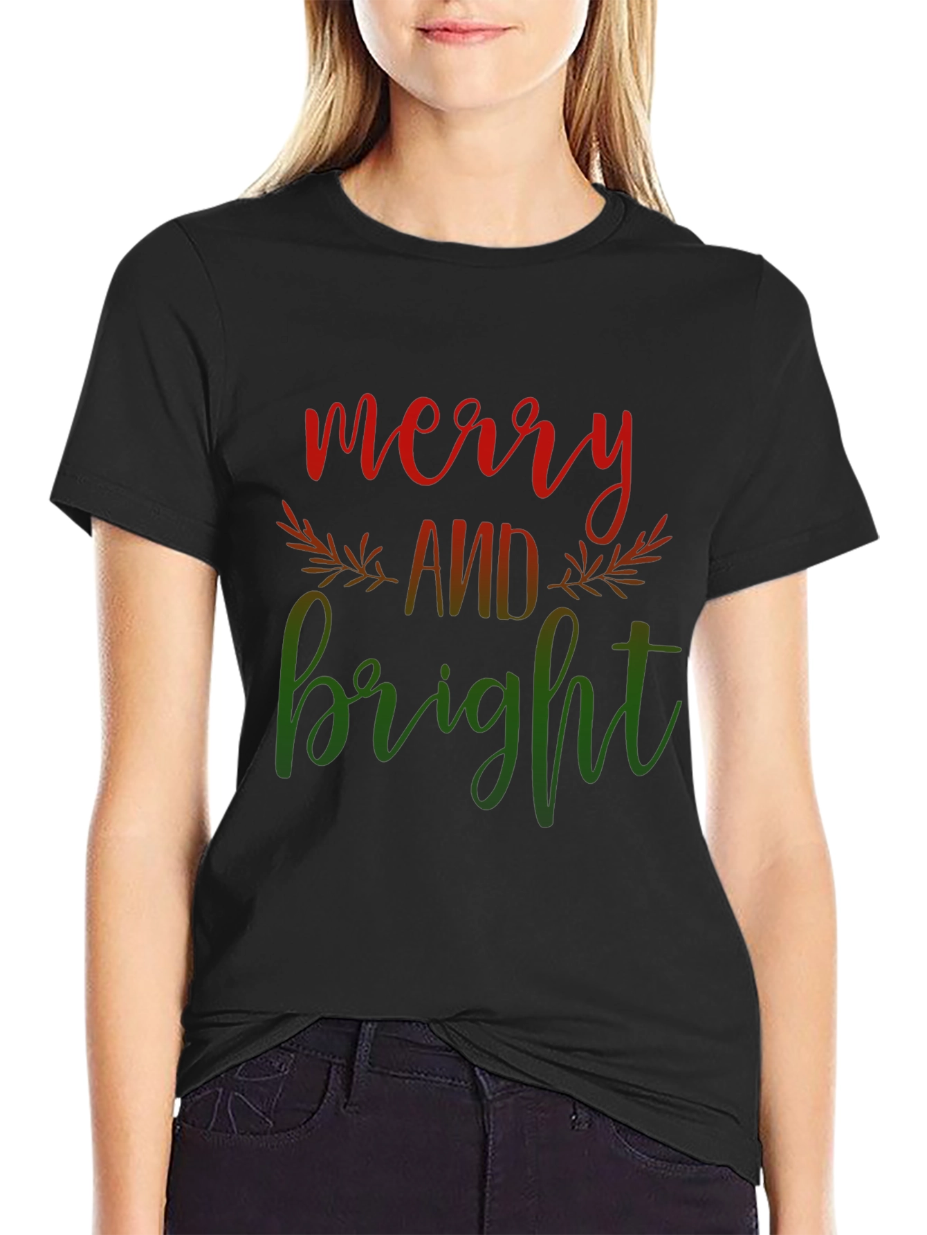 Merry and Bright Graphic Tee - Christmas Holiday Shirt