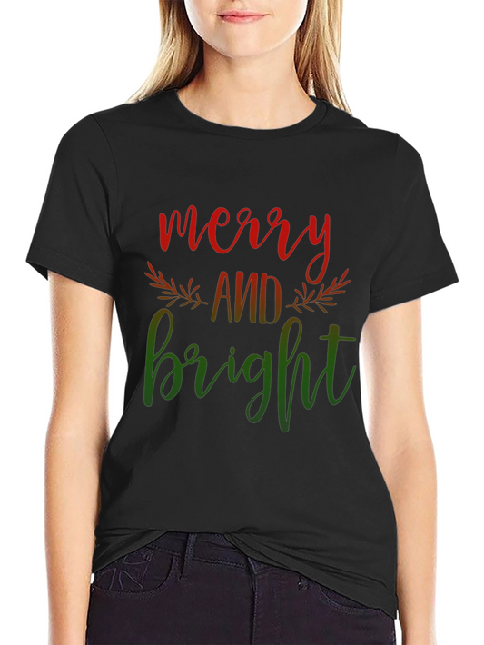 Merry and Bright Graphic Tee - Christmas Holiday Shirt