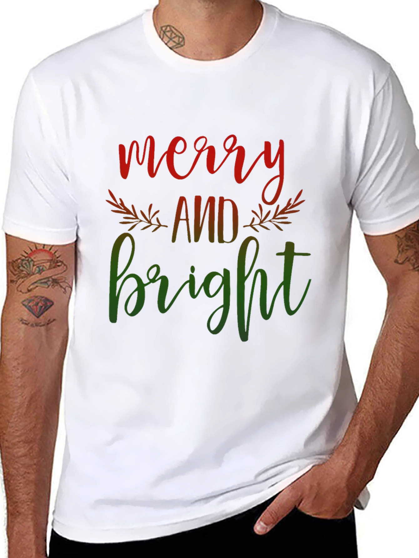 Merry and Bright Graphic Tee - Christmas Holiday Shirt