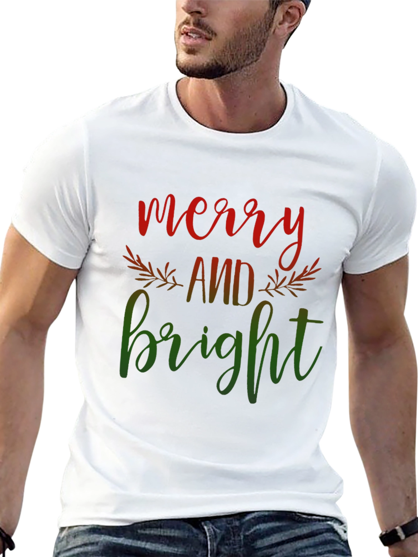 Merry and Bright Graphic Tee - Christmas Holiday Shirt