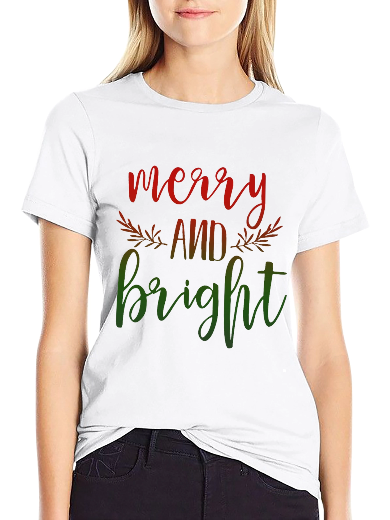 Merry and Bright Graphic Tee - Christmas Holiday Shirt