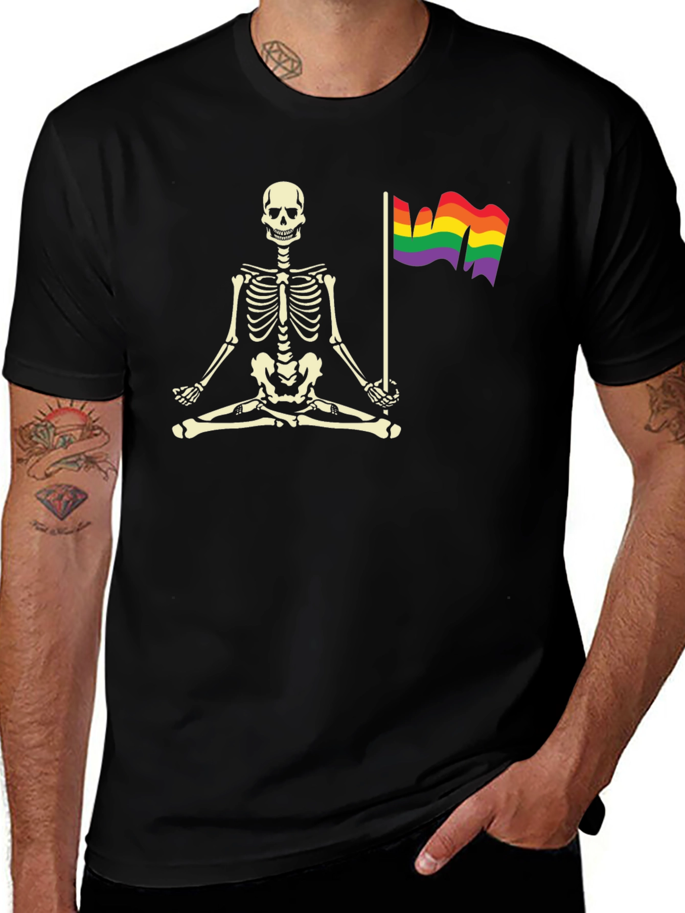 Skeleton LGBT Pride Meditation T-Shirt