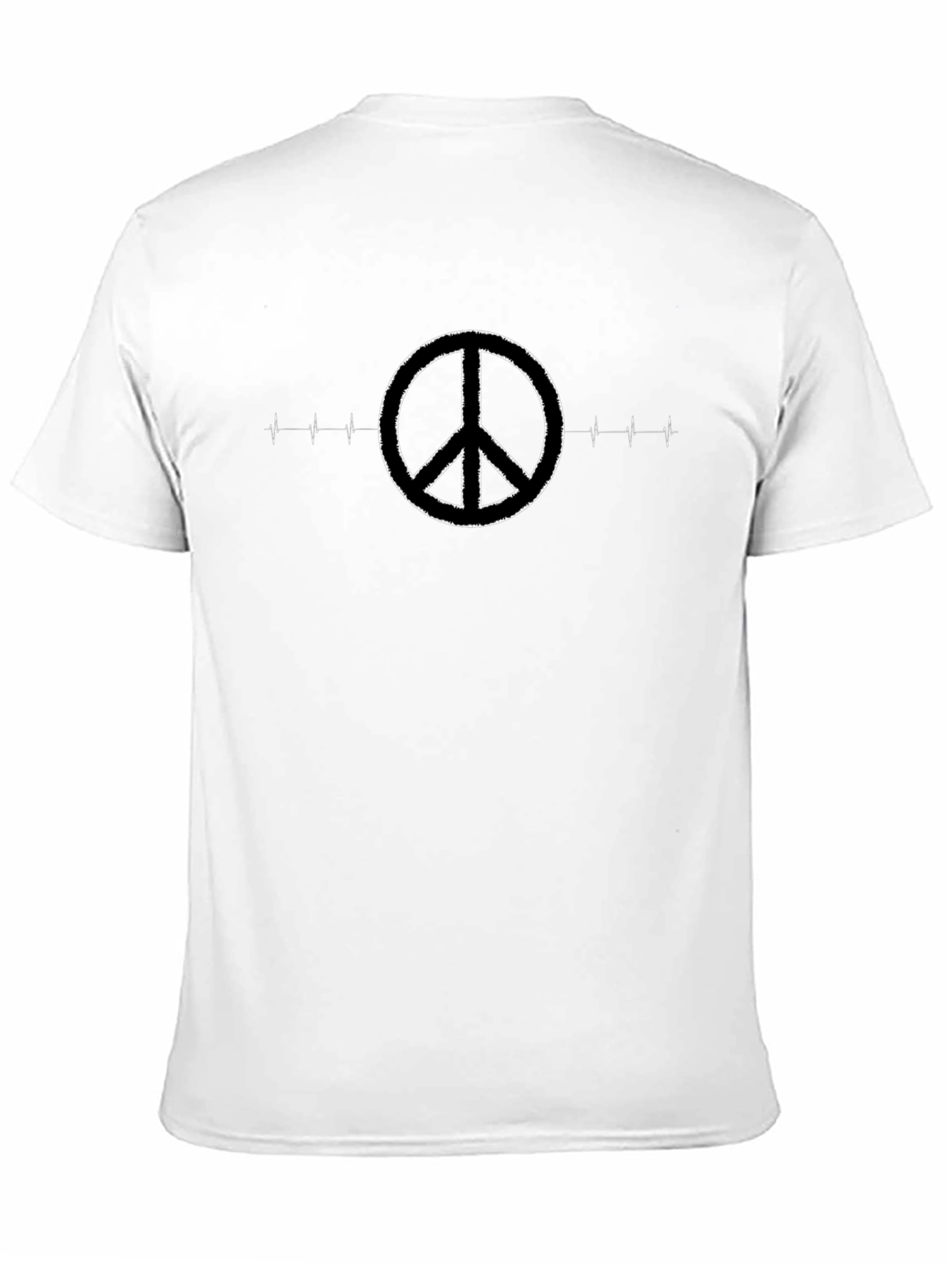 Peace Symbol Heartbeat Graphic Black T-Shirt