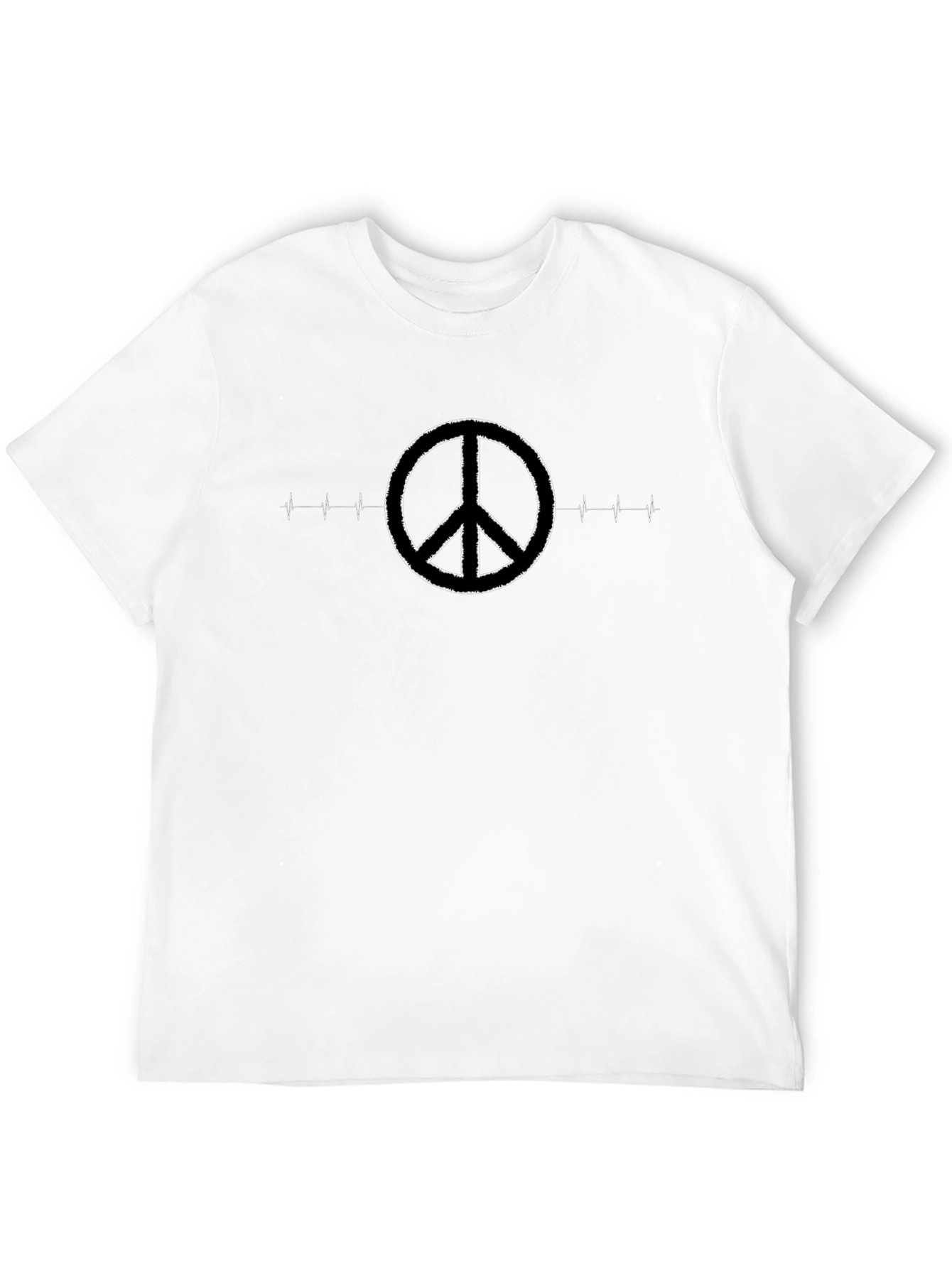 Peace Symbol Heartbeat Graphic Black T-Shirt