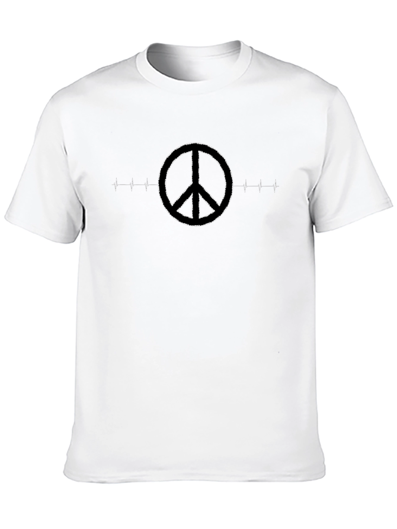 Peace Symbol Heartbeat Graphic Black T-Shirt