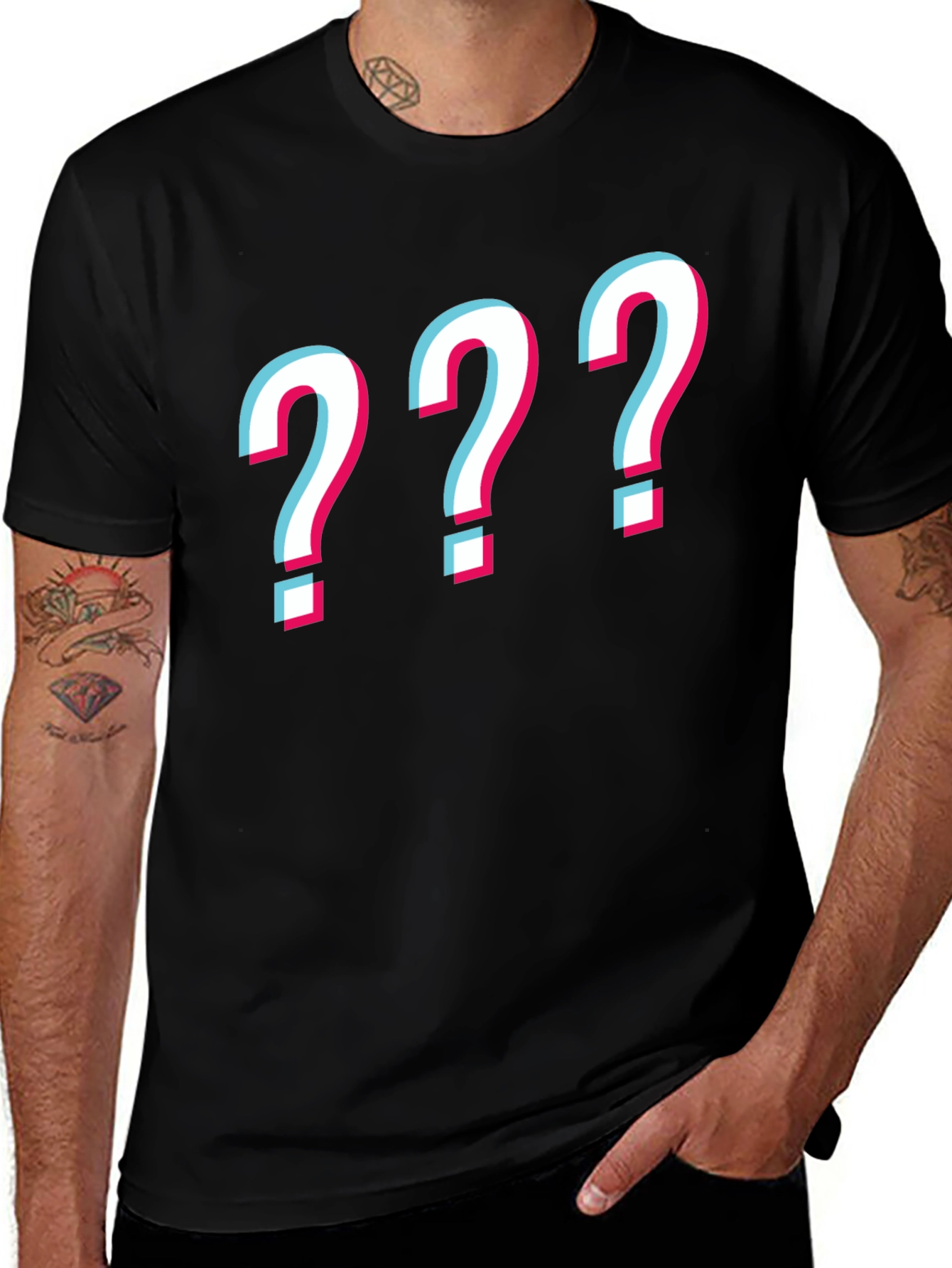 Question Mark Graphic Tee - Mens Black T-Shirt