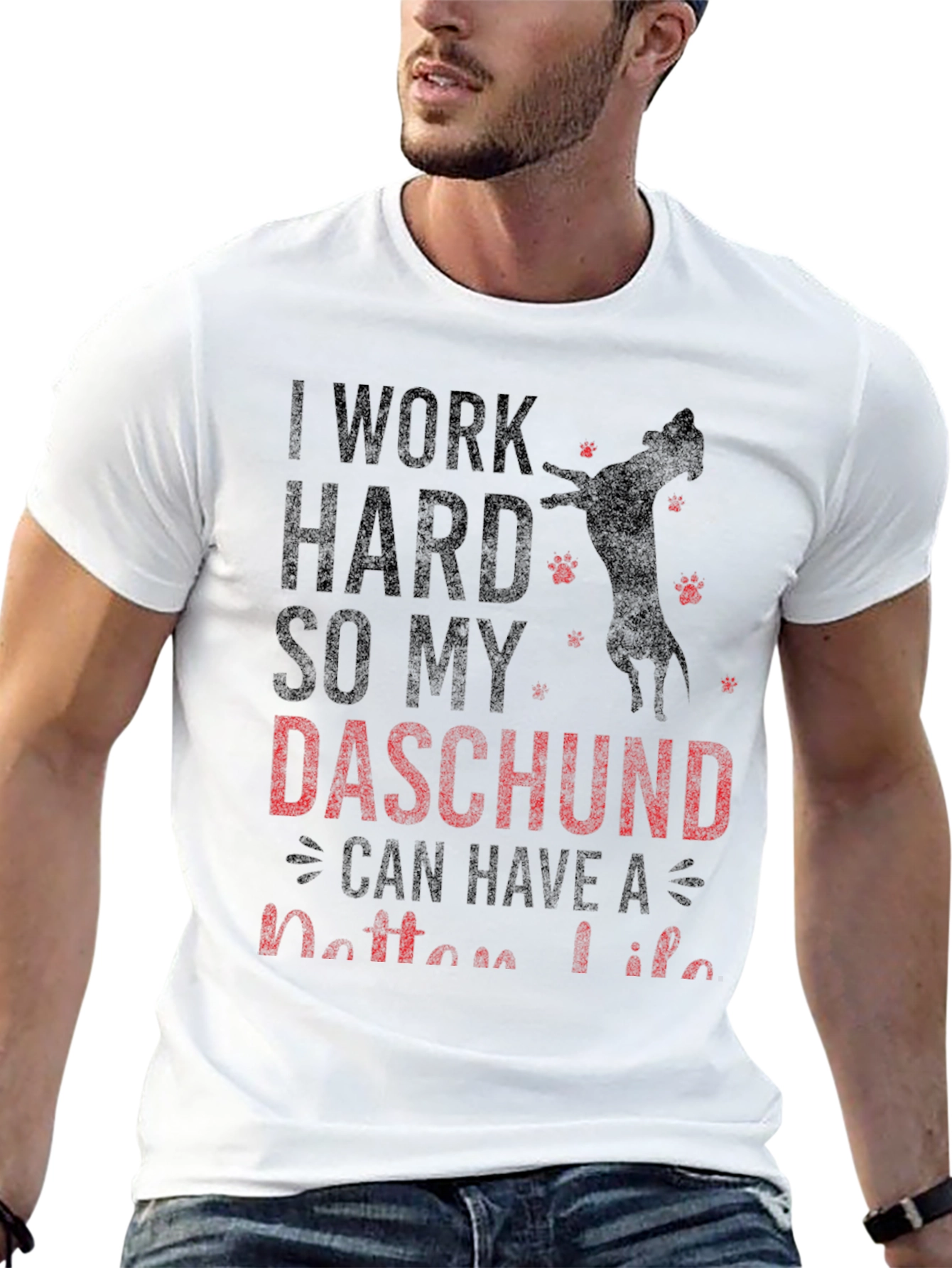 Dachshund Lover Graphic Tee - Work Hard T-Shirt