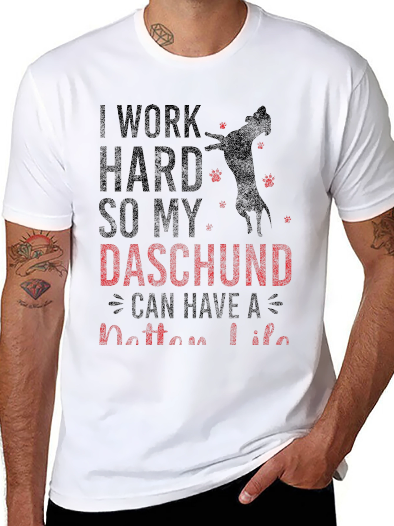Dachshund Lover Graphic Tee - Work Hard T-Shirt