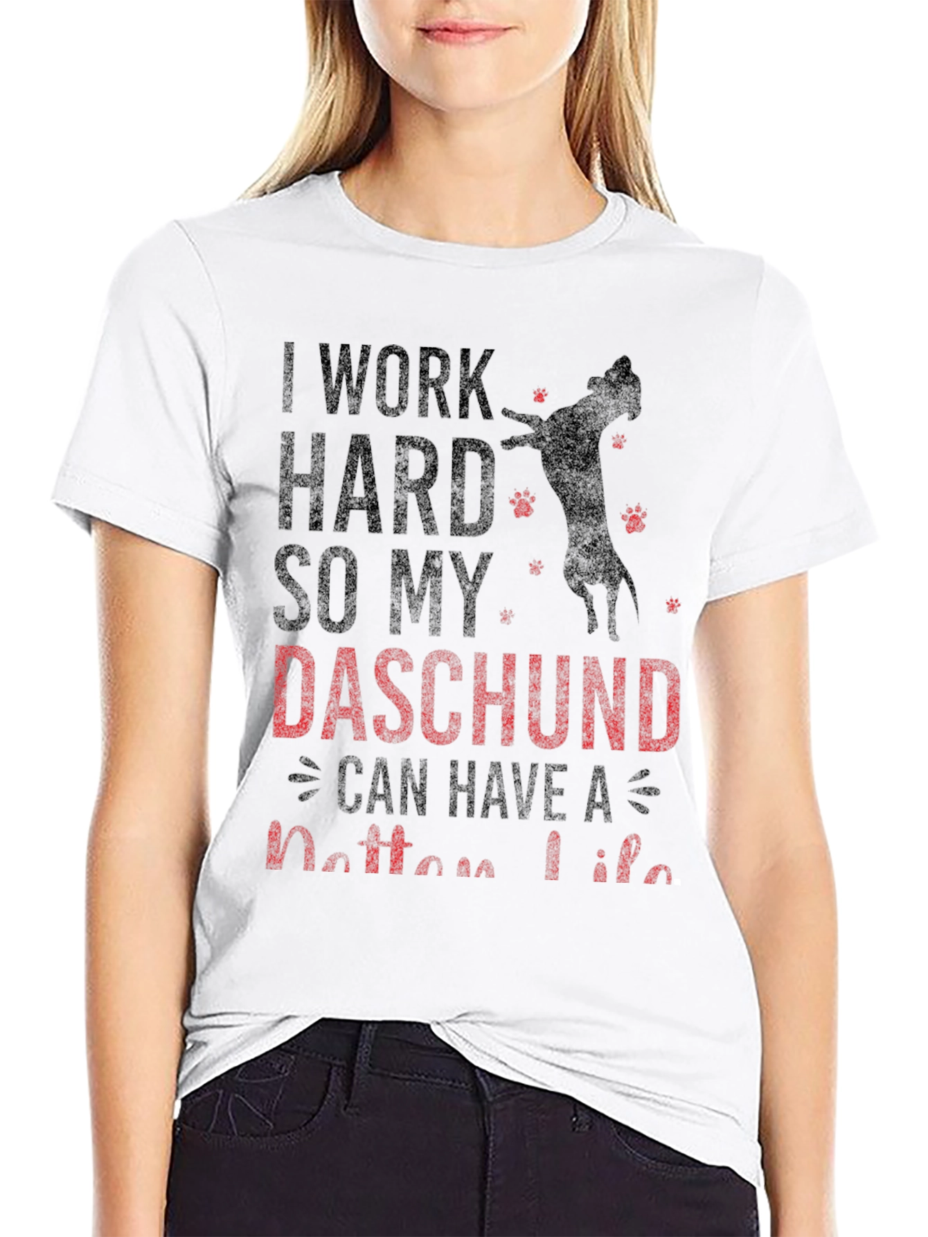 Dachshund Lover Graphic Tee - Work Hard T-Shirt