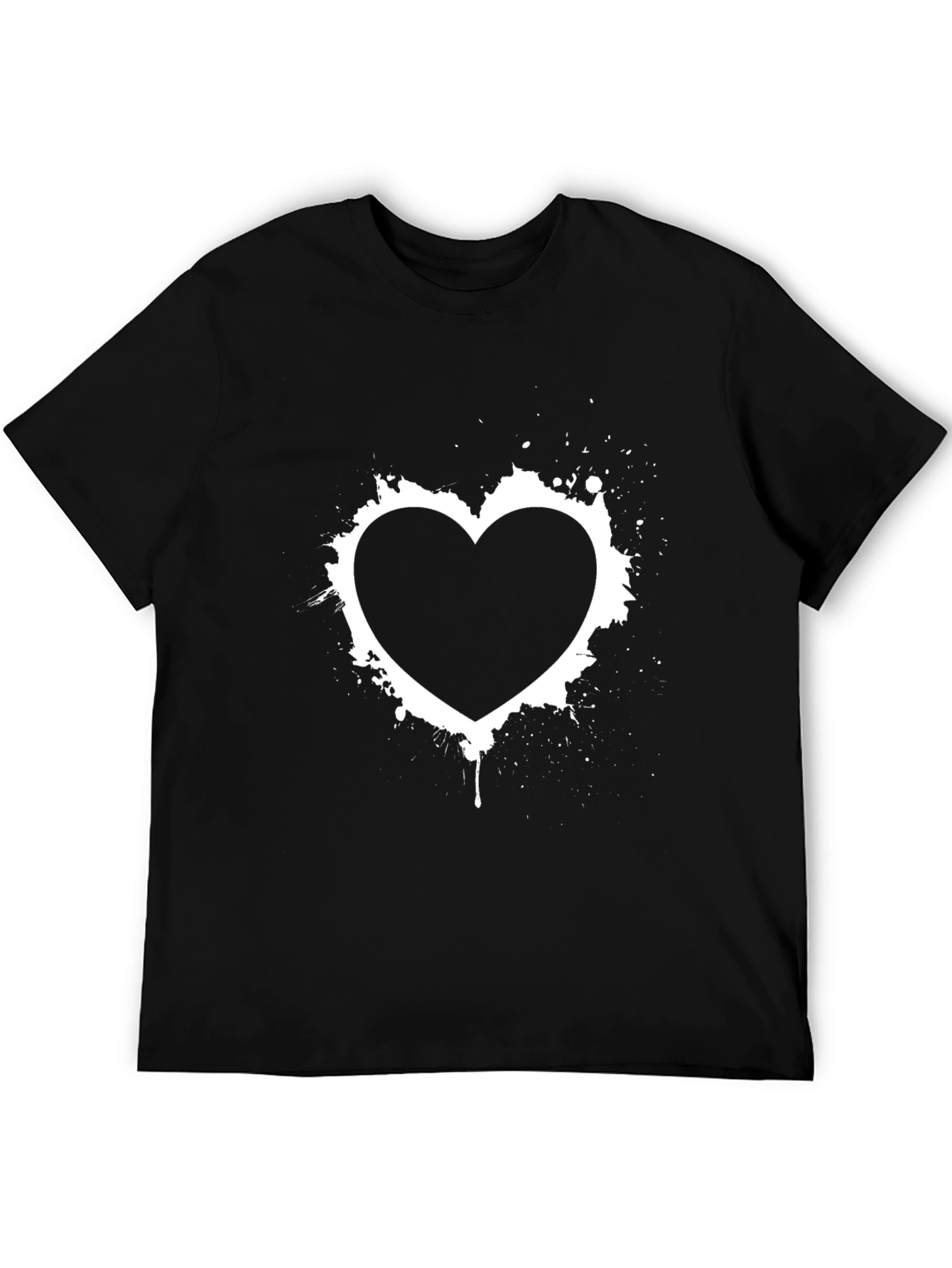 Heart Graphic Black T-Shirt - Stylish Casual Wear