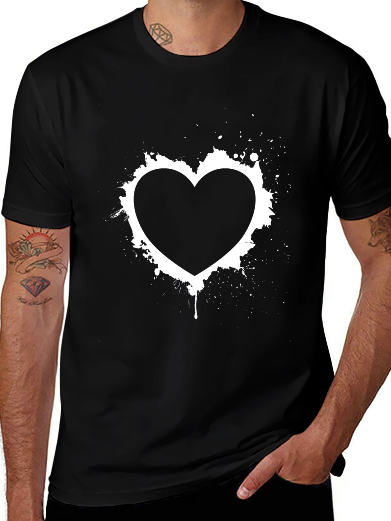 Heart Graphic Black T-Shirt - Stylish Casual Wear