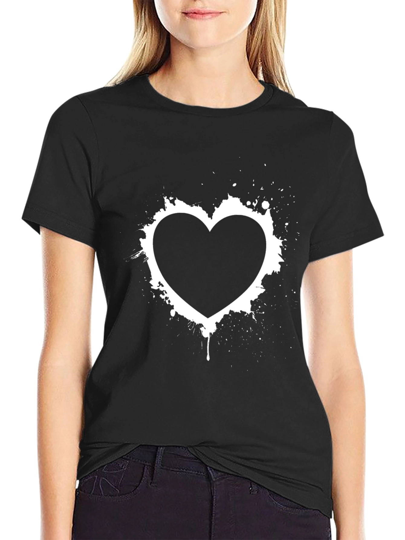 Heart Graphic Black T-Shirt - Stylish Casual Wear