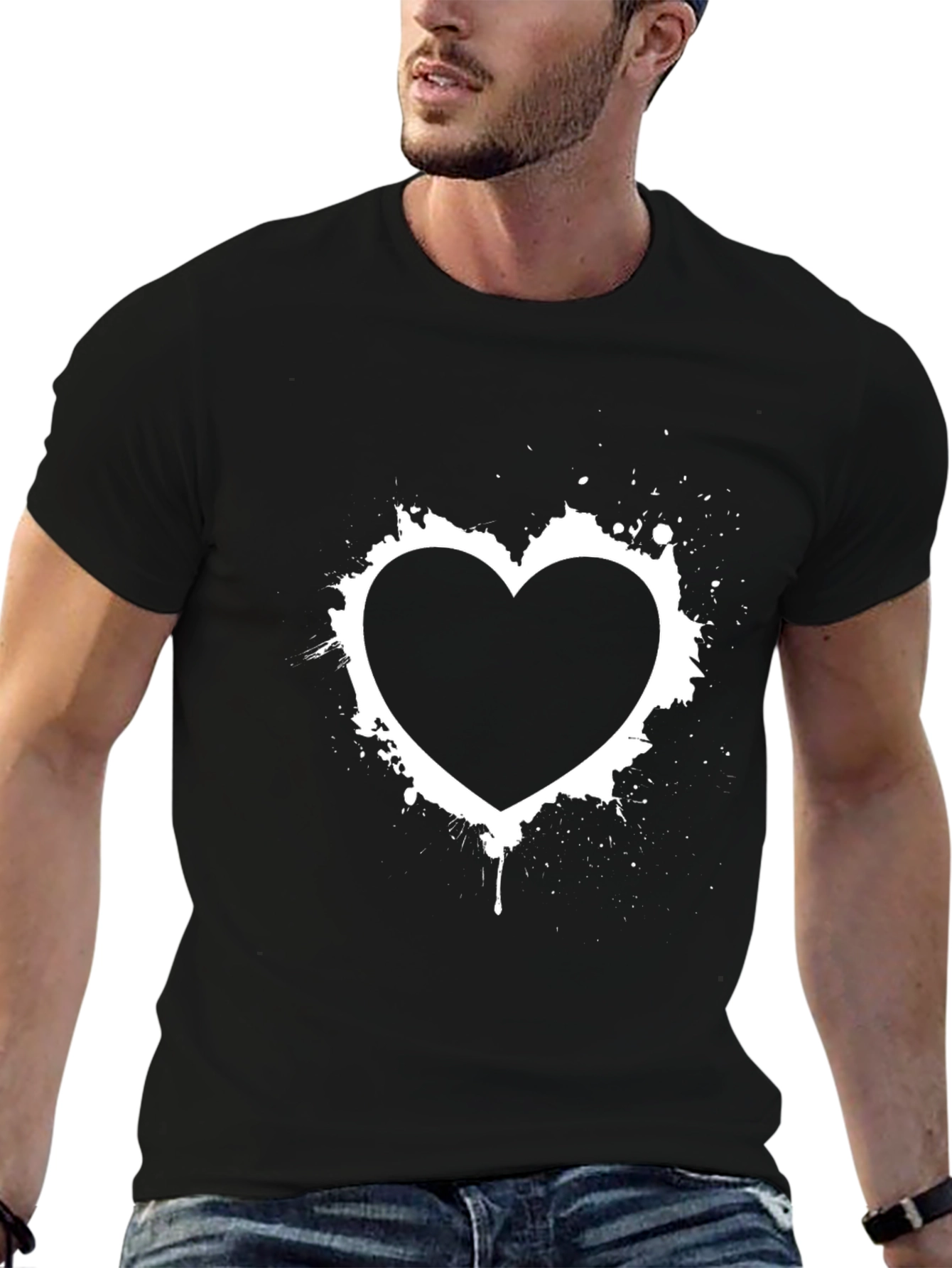Heart Graphic Black T-Shirt - Stylish Casual Wear