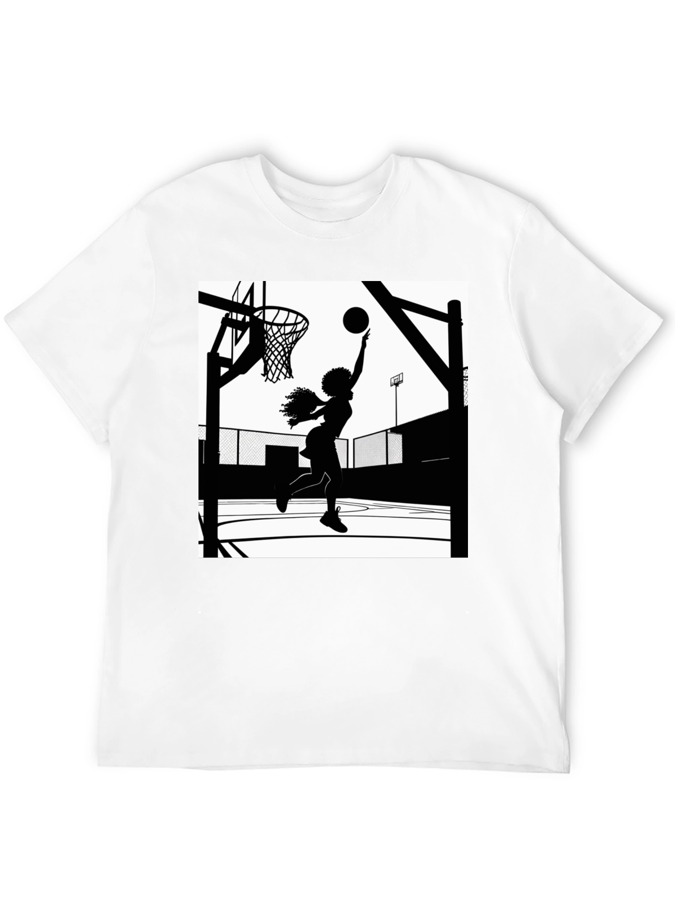 Basketball Girl Graphic T-Shirt - Black