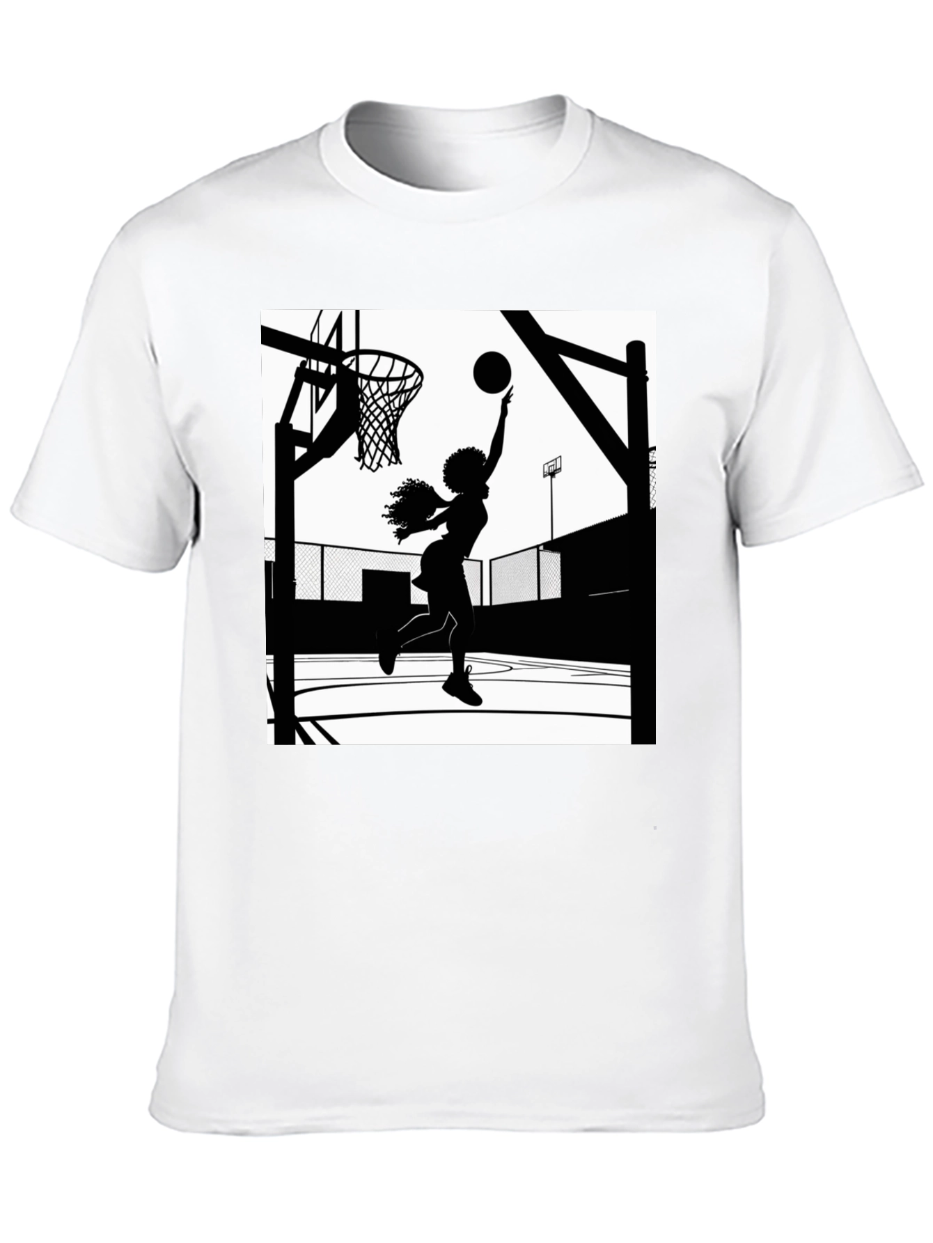 Basketball Girl Graphic T-Shirt - Black