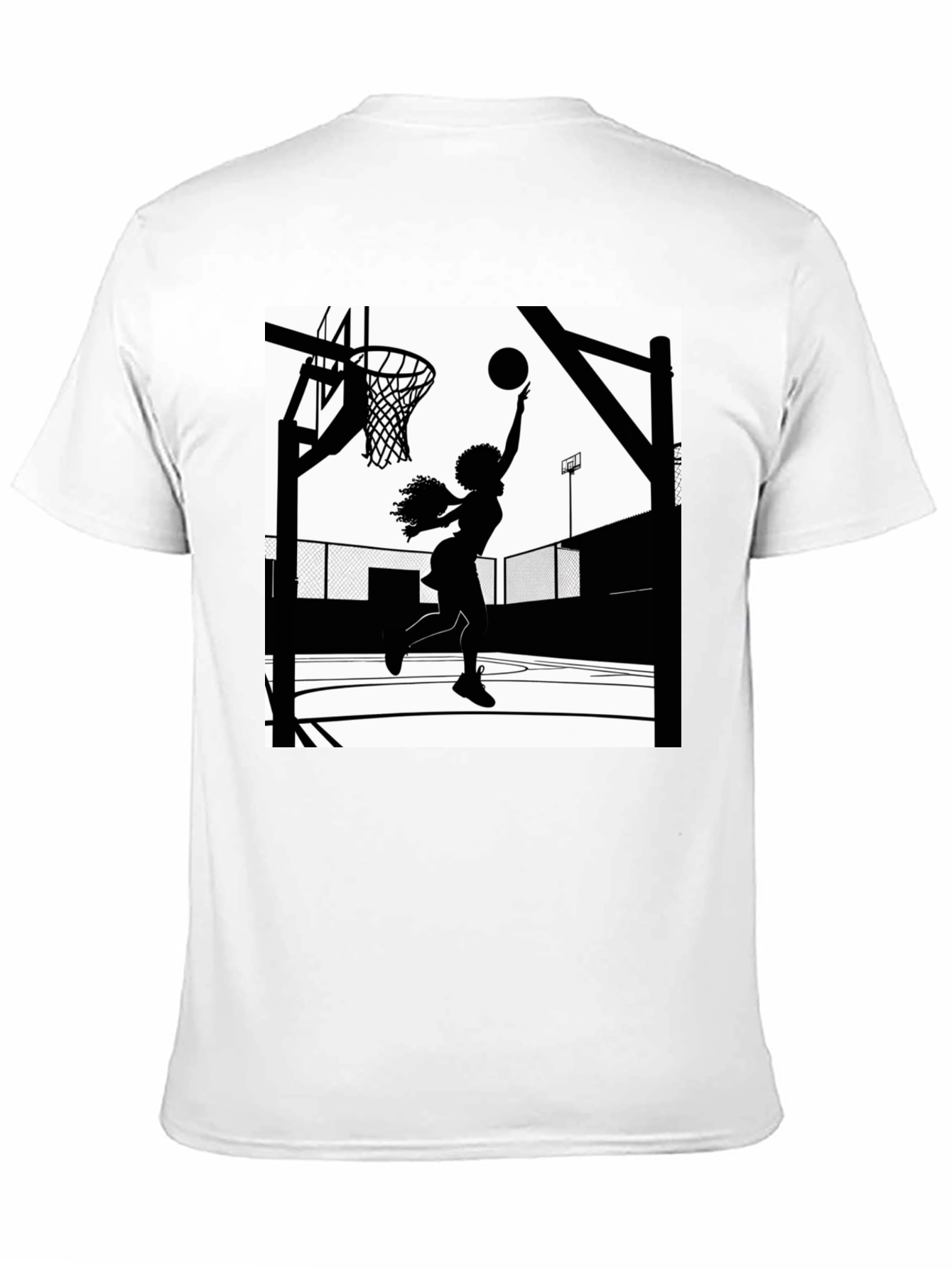 Basketball Girl Graphic T-Shirt - Black