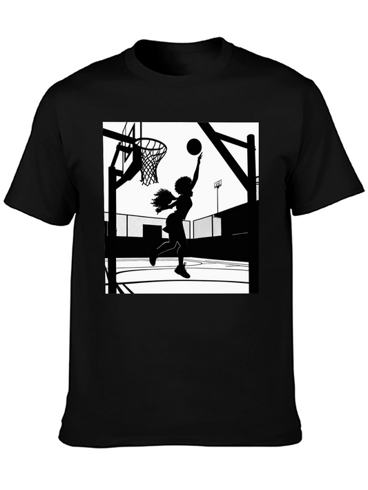Basketball Girl Graphic T-Shirt - Black