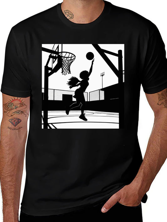 Basketball Girl Graphic T-Shirt - Black