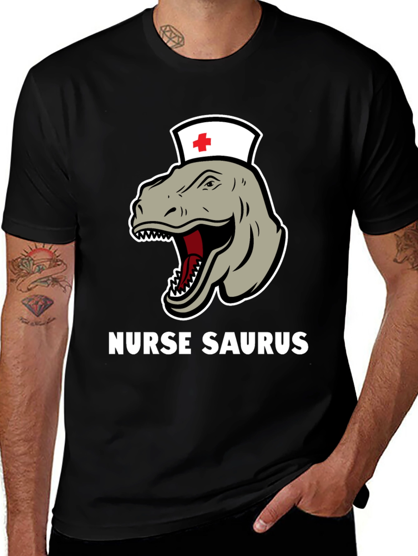 Nurse Saurus T-Shirt - Funny Dinosaur RN Tee