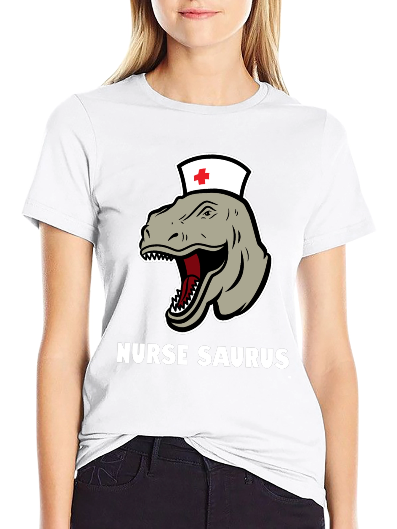 Nurse Saurus T-Shirt - Funny Dinosaur RN Tee