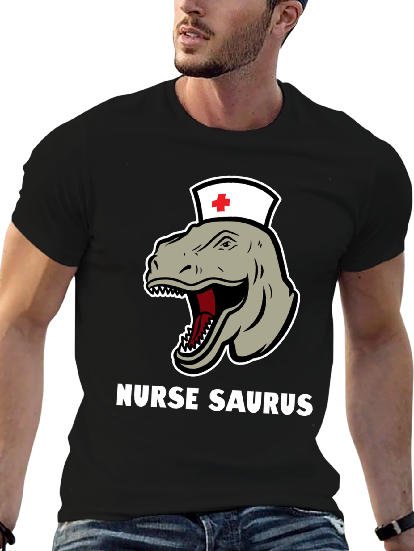Nurse Saurus T-Shirt - Funny Dinosaur RN Tee