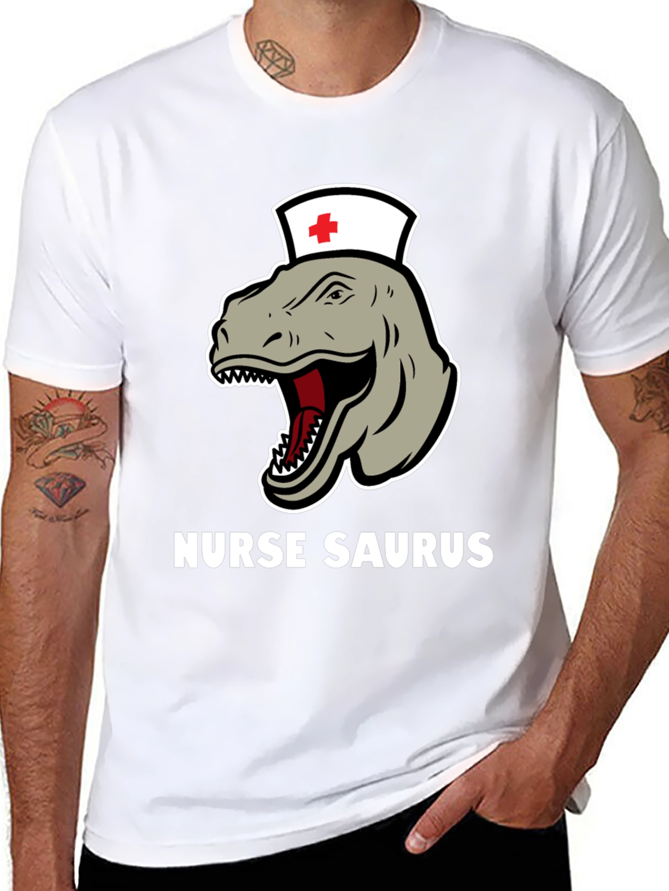 Nurse Saurus T-Shirt - Funny Dinosaur RN Tee