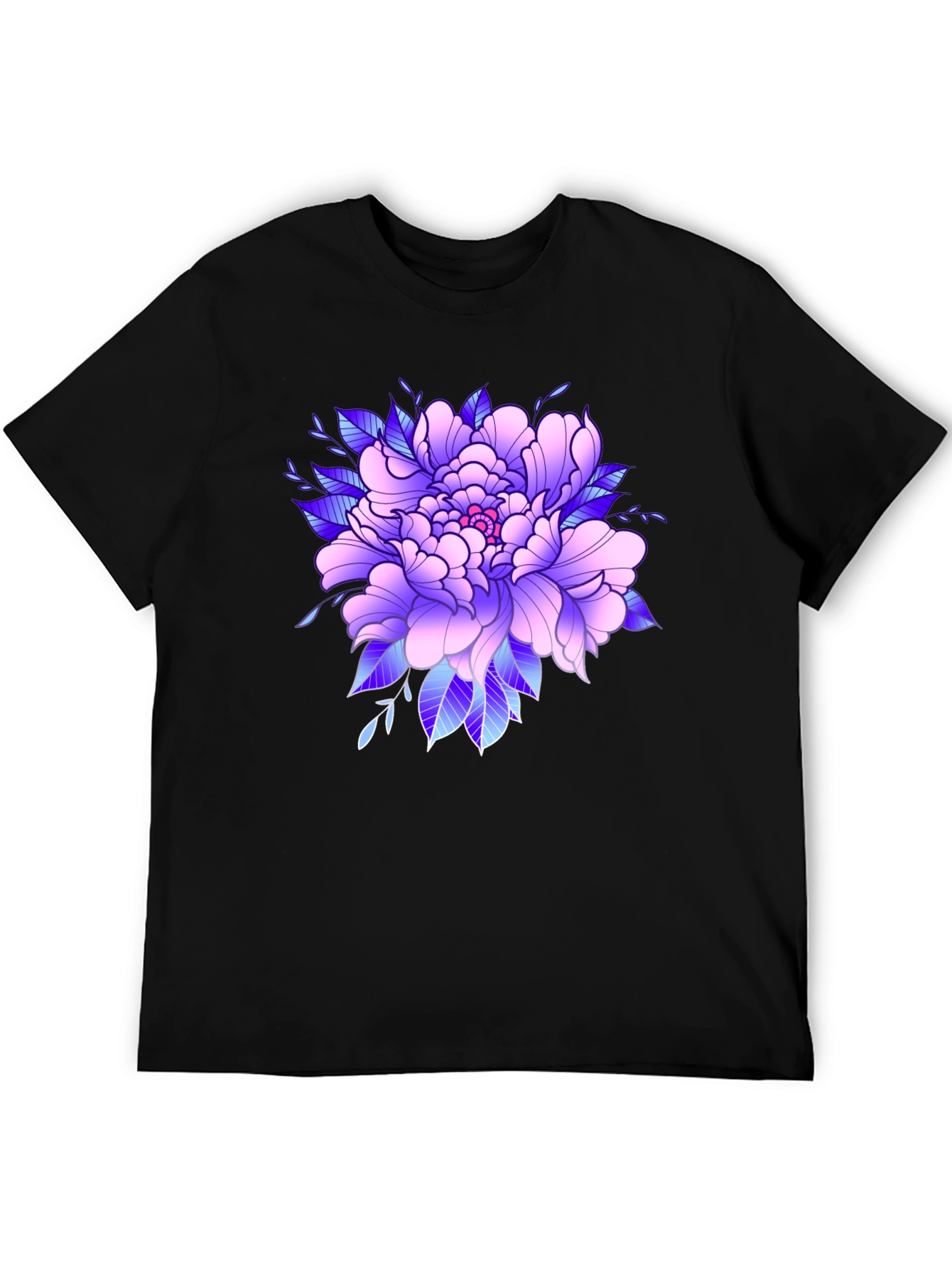 Floral Peony Graphic Black T-Shirt