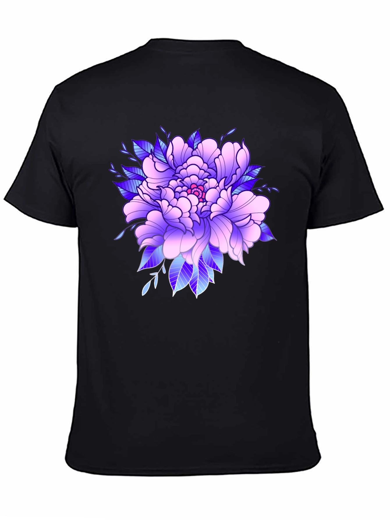 Floral Peony Graphic Black T-Shirt