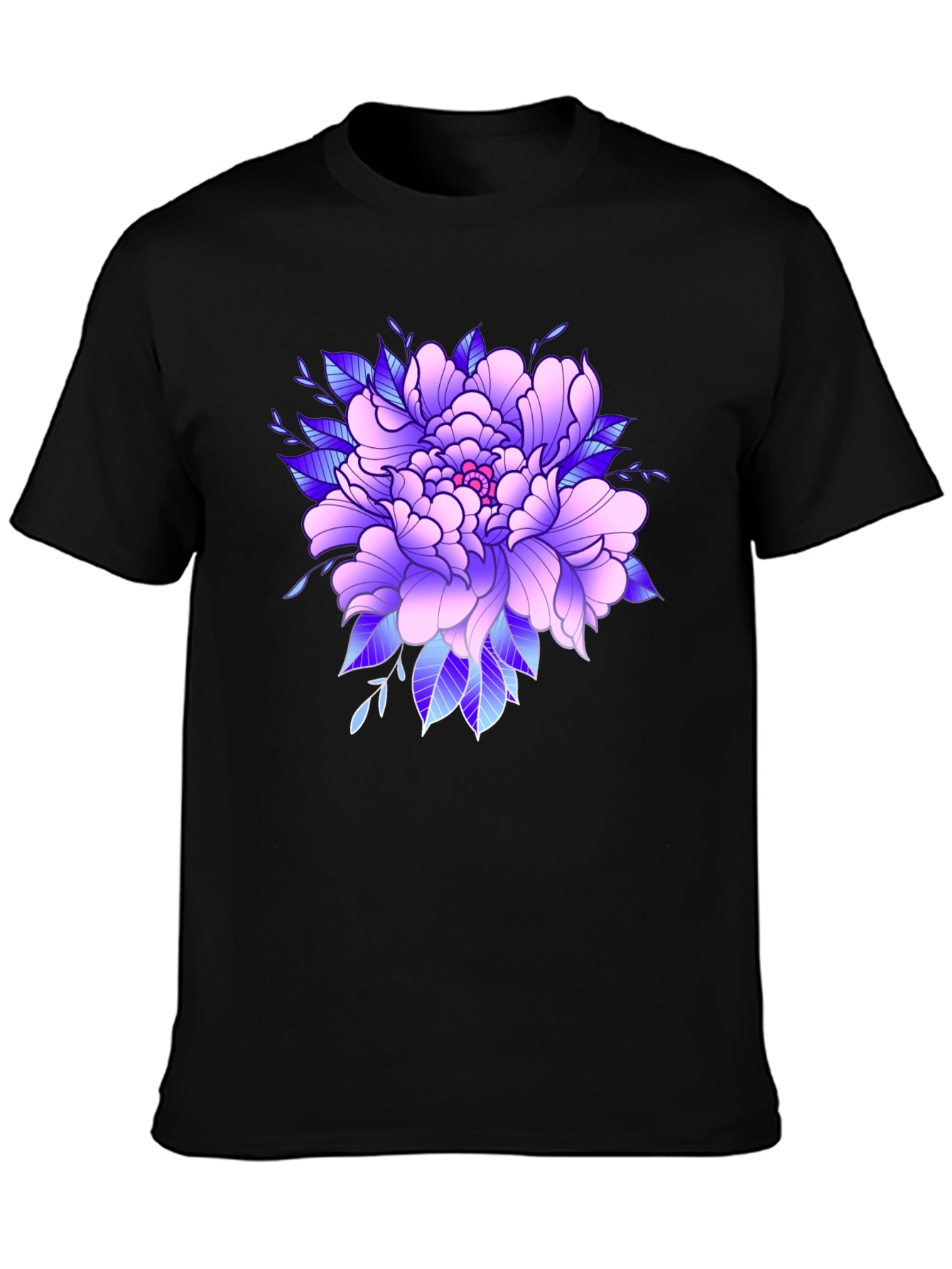 Floral Peony Graphic Black T-Shirt