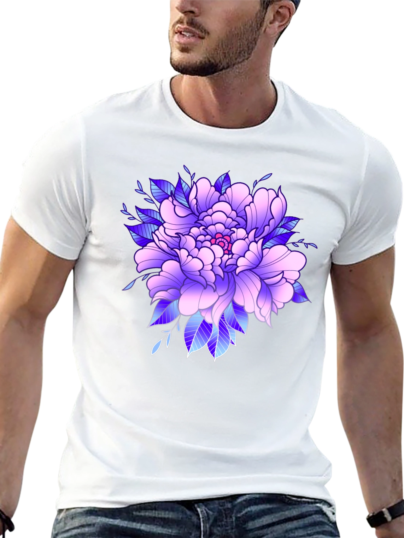 Floral Peony Graphic Black T-Shirt