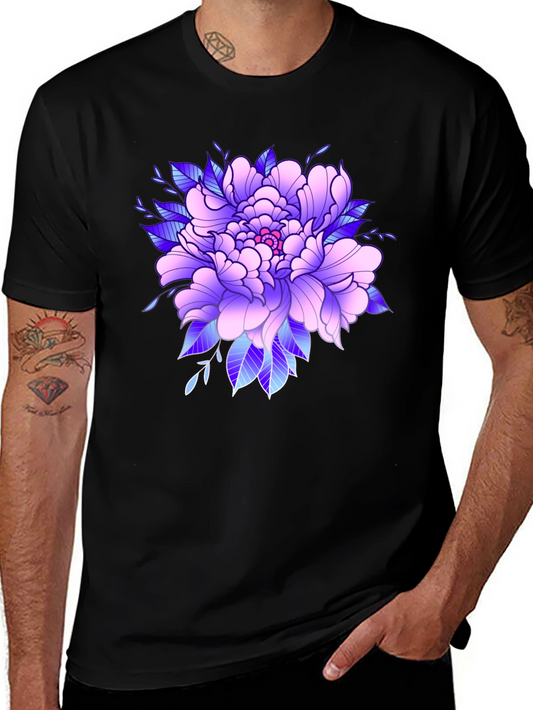 Floral Peony Graphic Black T-Shirt