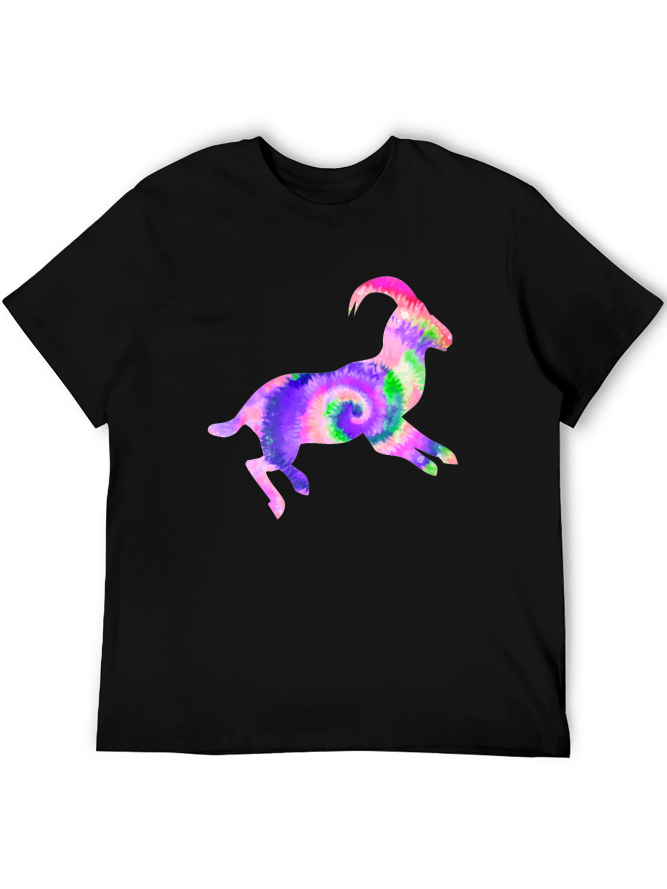 Tie-Dye Goat Graphic Tee - Fun Animal T-Shirt