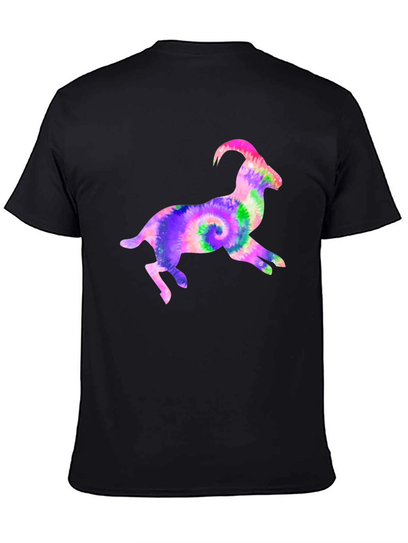 Tie-Dye Goat Graphic Tee - Fun Animal T-Shirt