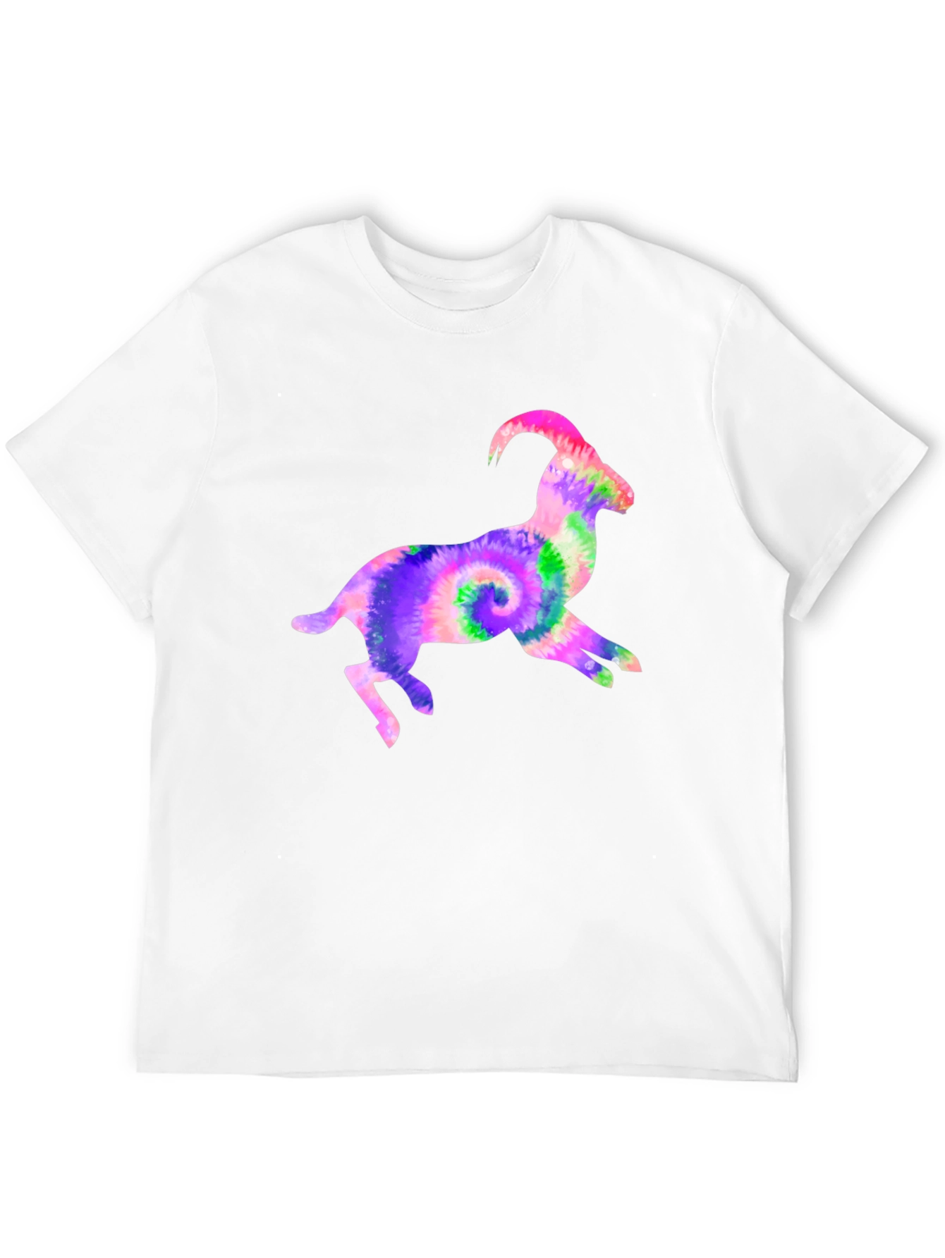 Tie-Dye Goat Graphic Tee - Fun Animal T-Shirt