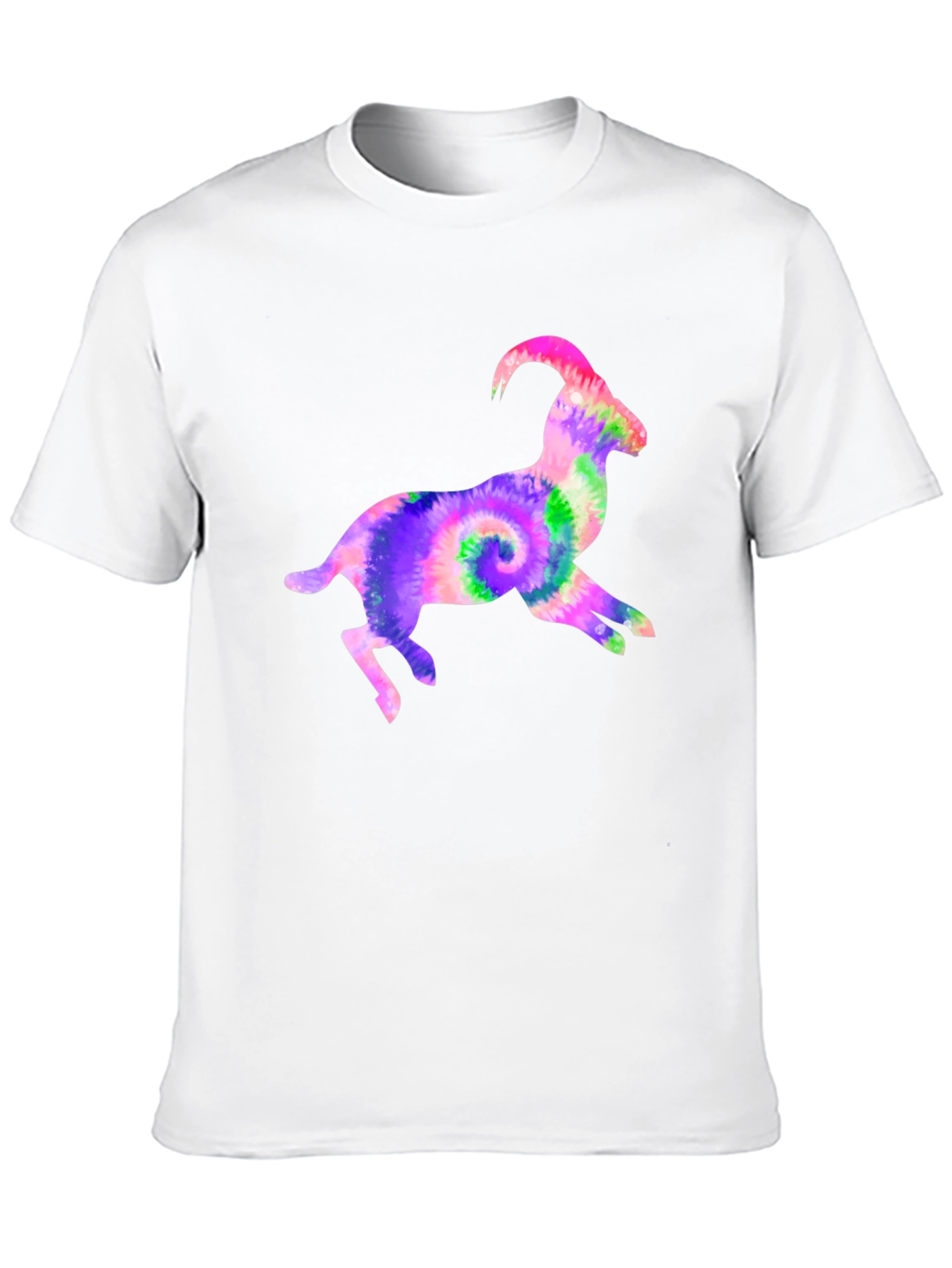 Tie-Dye Goat Graphic Tee - Fun Animal T-Shirt