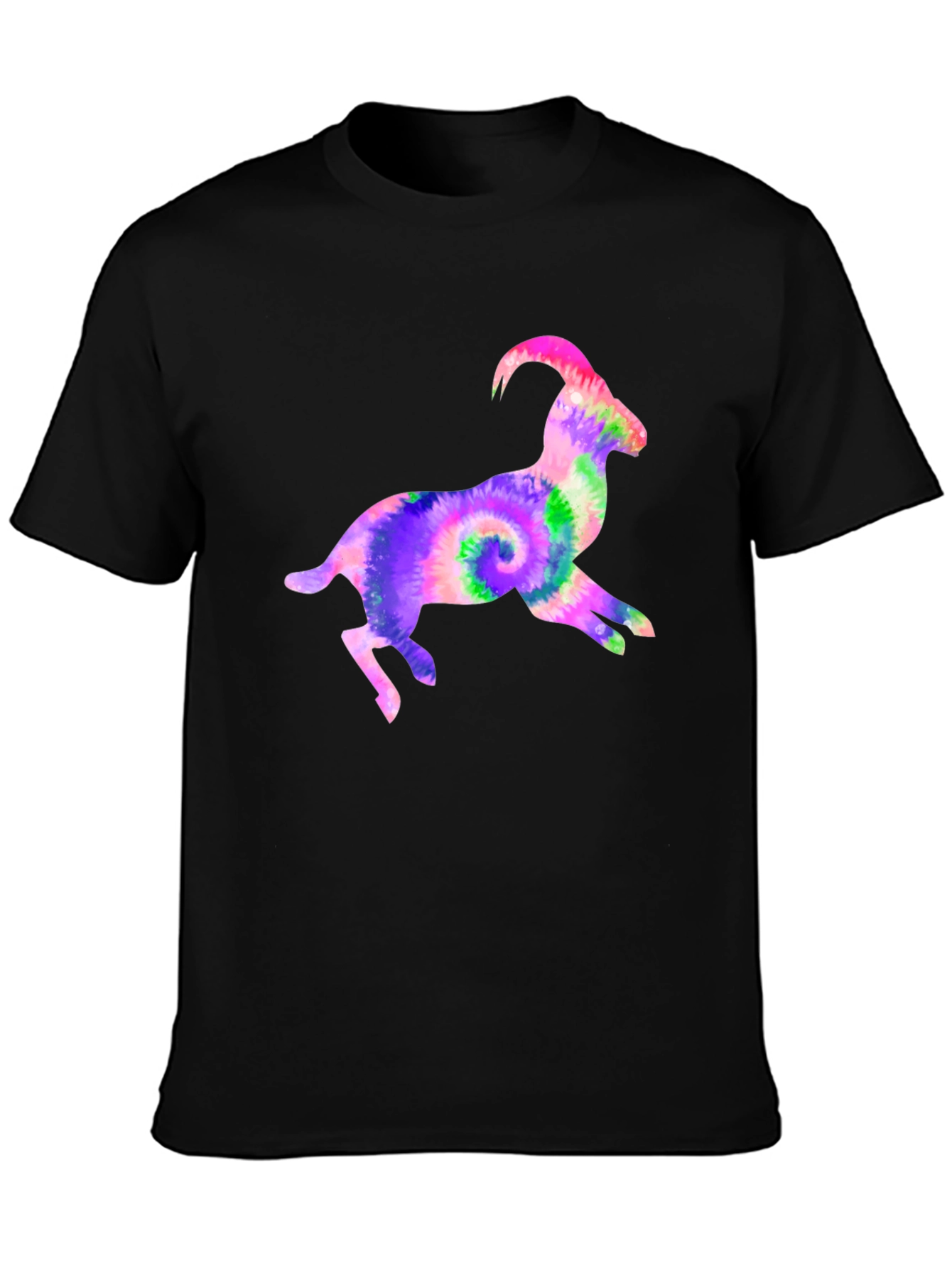 Tie-Dye Goat Graphic Tee - Fun Animal T-Shirt