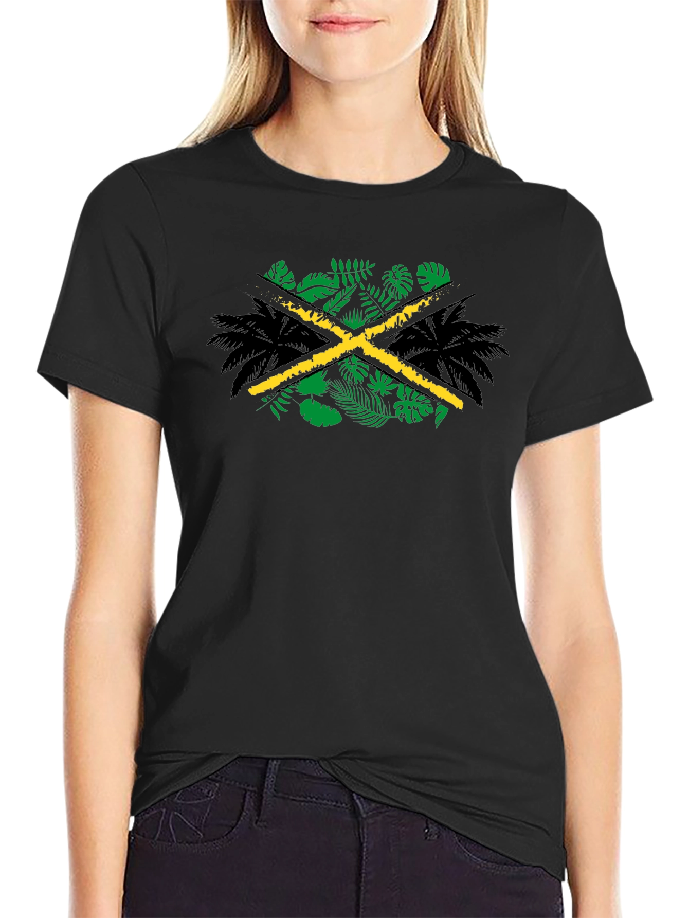 Jamaica Flag Palm Tree Graphic Tee